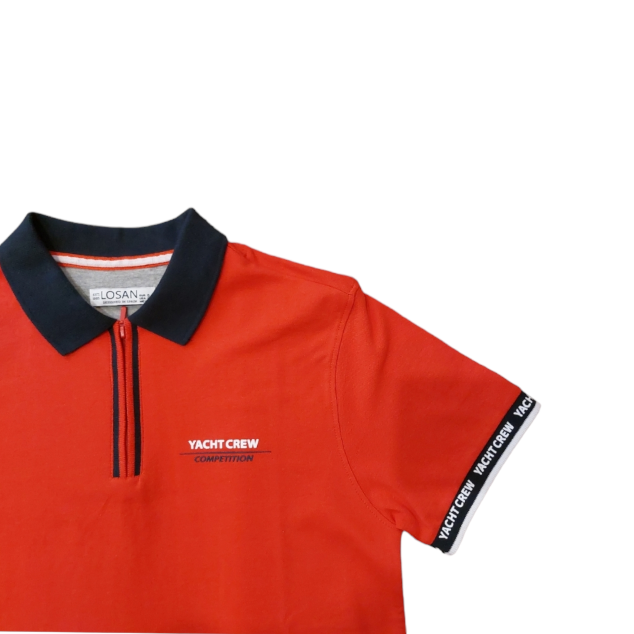 Playera tipo polo roja "YACHT CREW COMPETITION" para caballero Losan