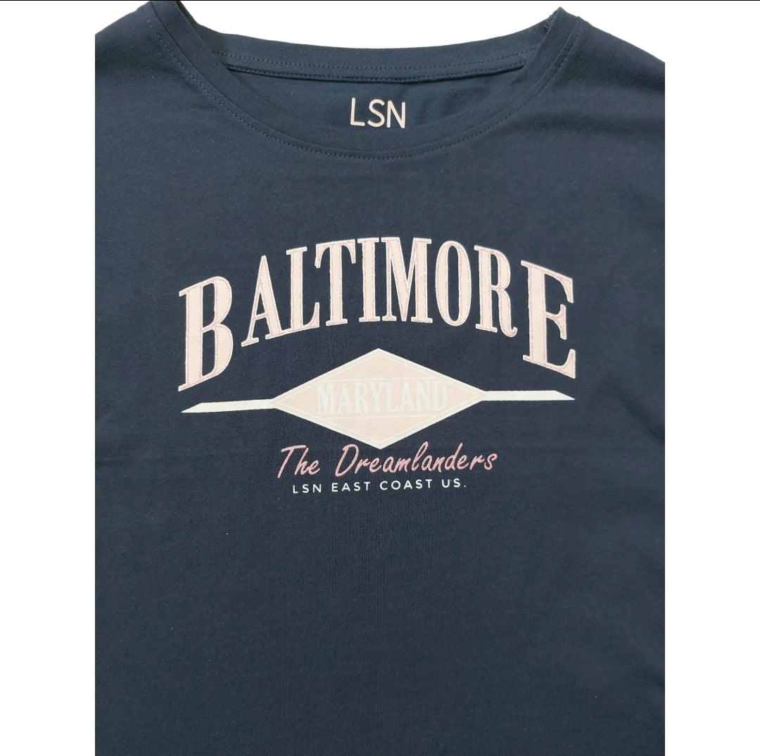 Playera azul "BALTIMORE" para niña Losan