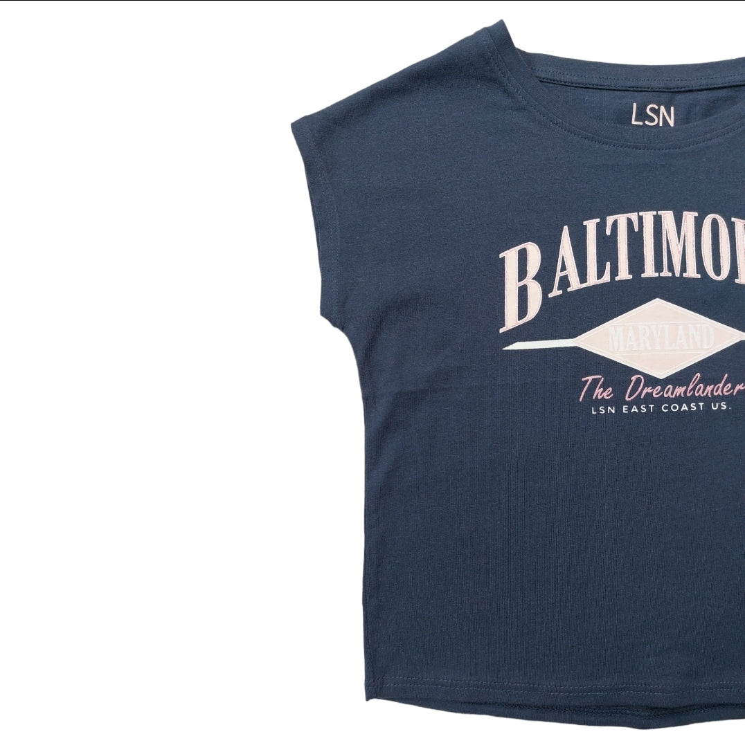 Playera azul "BALTIMORE" para niña Losan