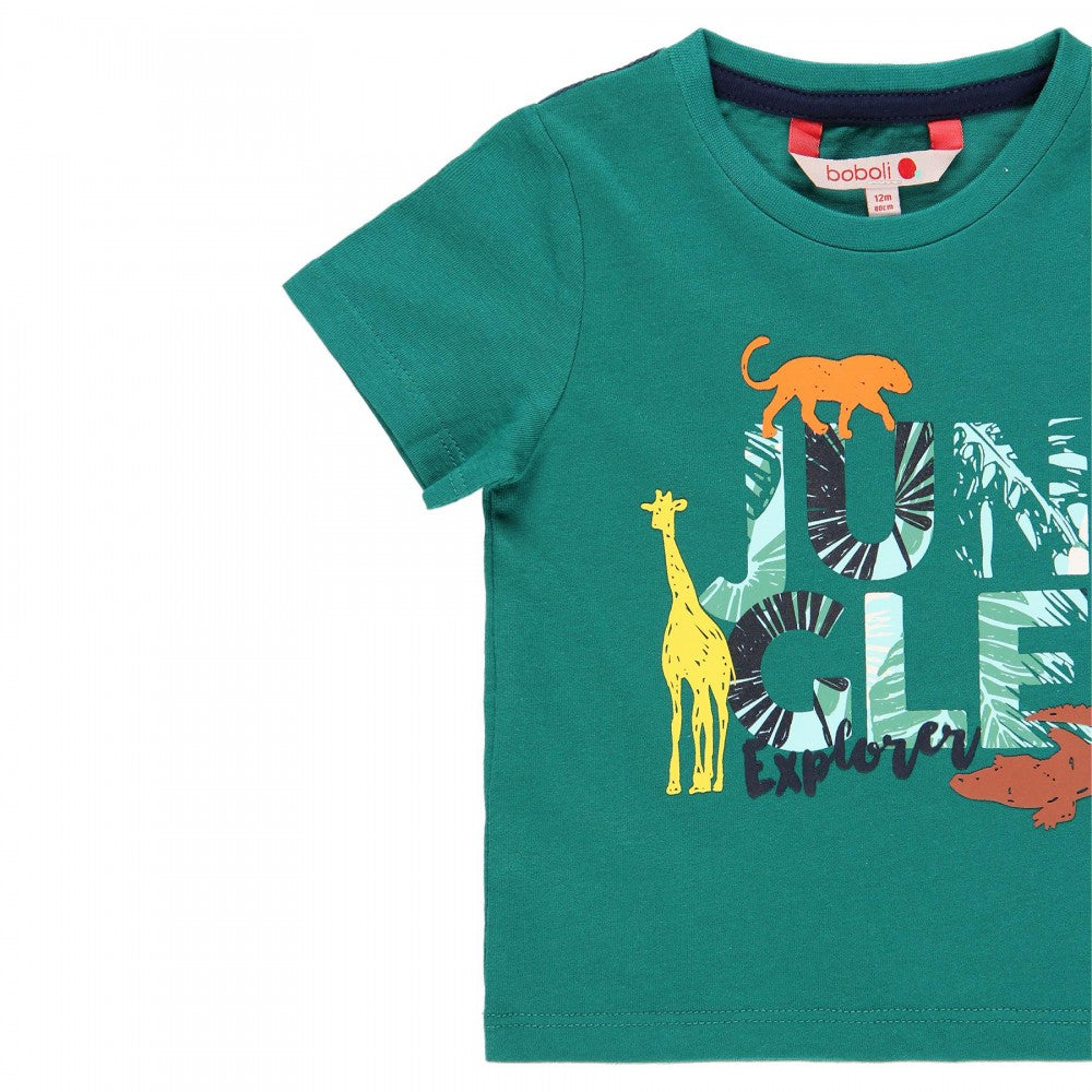 Playera verde para bebe y niño "JUNGLE Explorer" BOBOLI