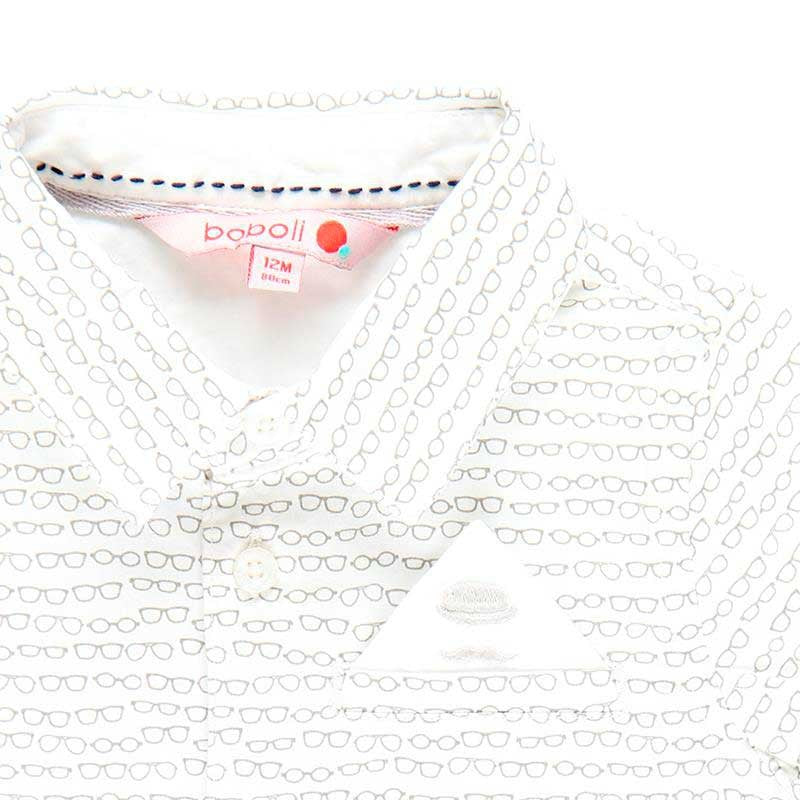 Camisa de popelín con estampado de gafas para bebe y niño BOBOLI