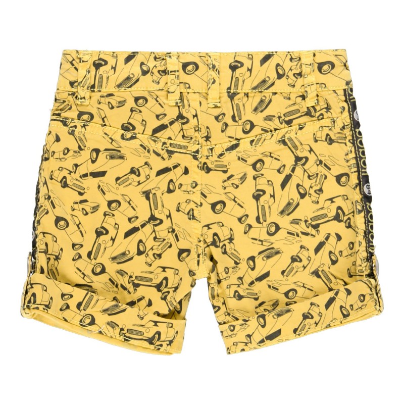 Short de gabardina elástica amarillo diseño coches para bebe y niño BOBOLI