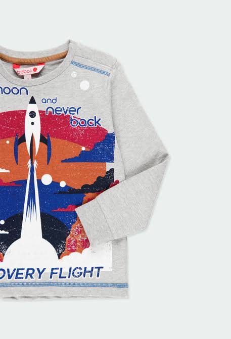 Playera gris de manga larga “to the moon and never back” niño BOBOLI