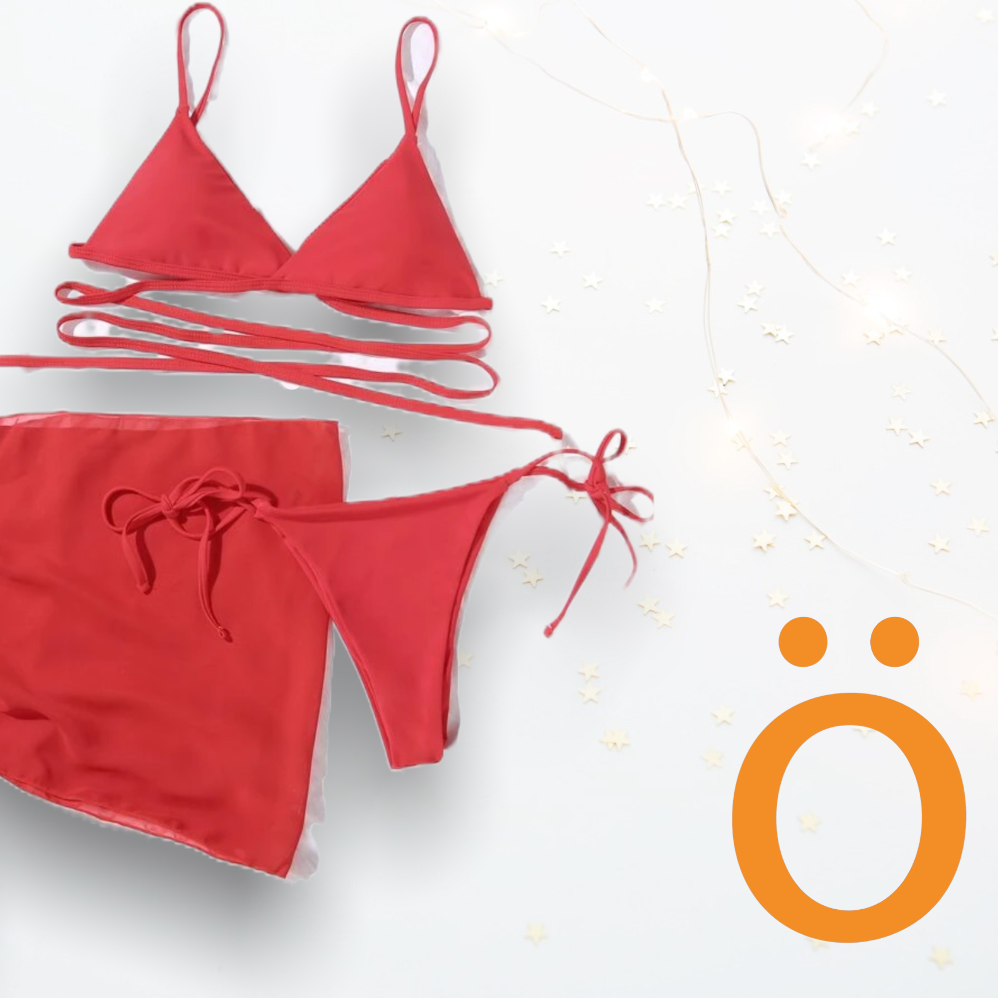 Bikini con pareo rojo