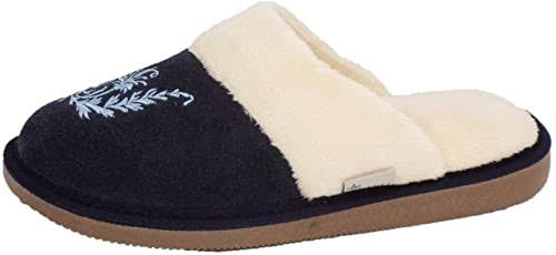 Pantufla de gamuza genuina negro dama STAHL