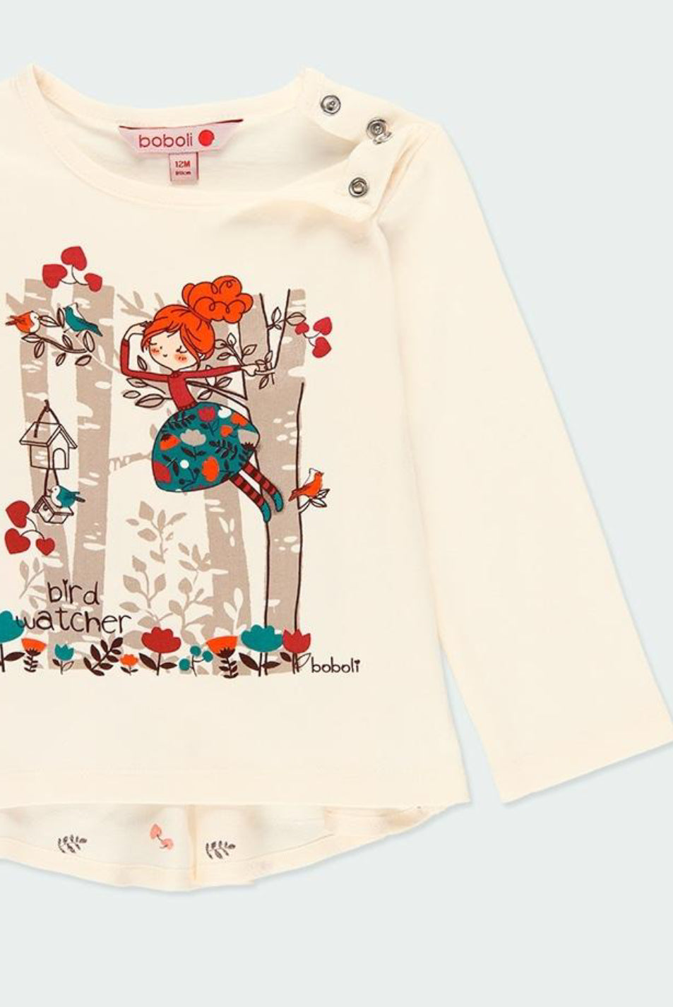 Bluson hojas crudo manga larga “bird watcher” bebe y niña BOBOLI