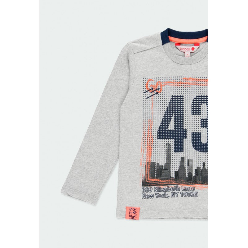 Playera gris manga larga “GO 43” niño BOBOLI