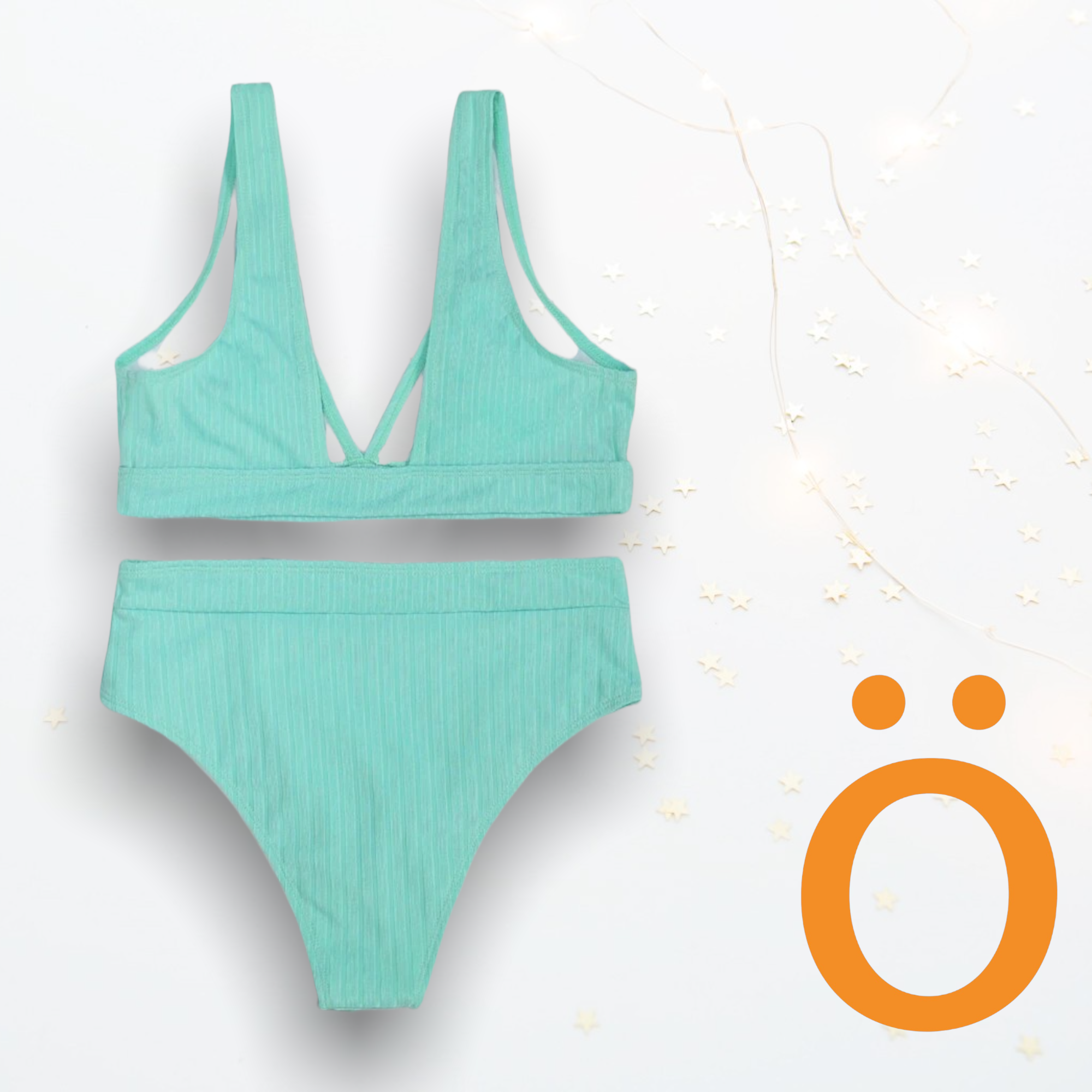 Bikini rayas verde agua
