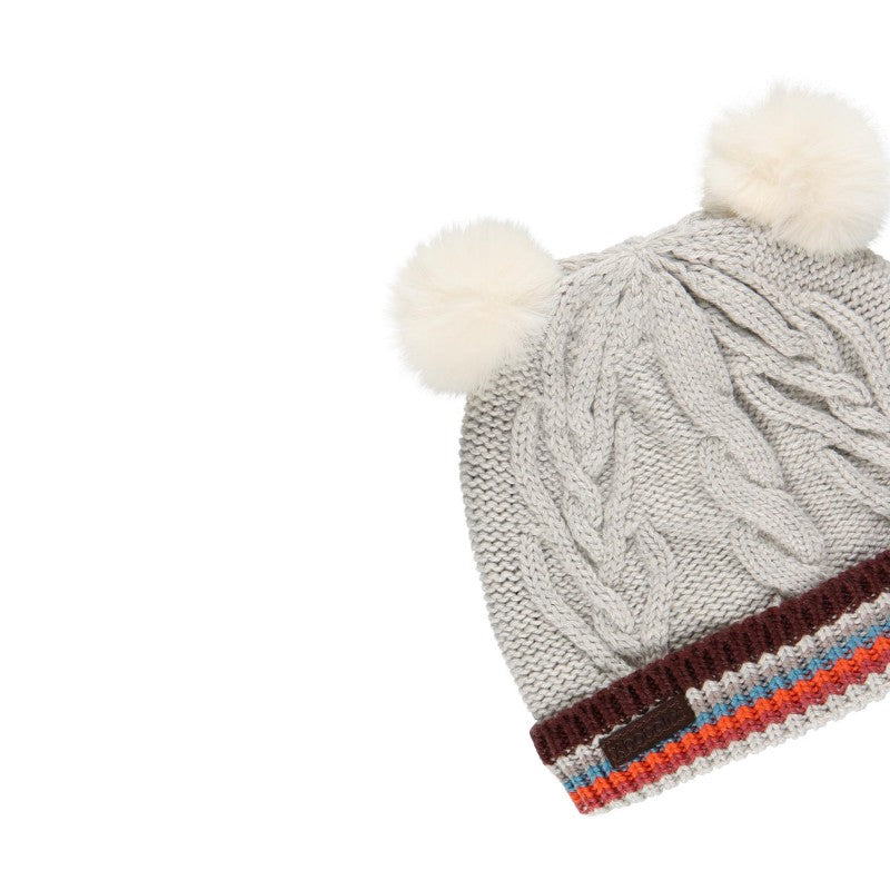 Gorro gris doble pompon para niña BOBOLI