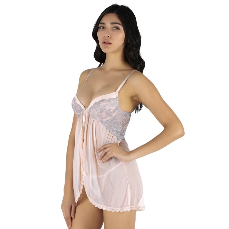 Babydoll con apertura al frente y encaje CARNIVAL