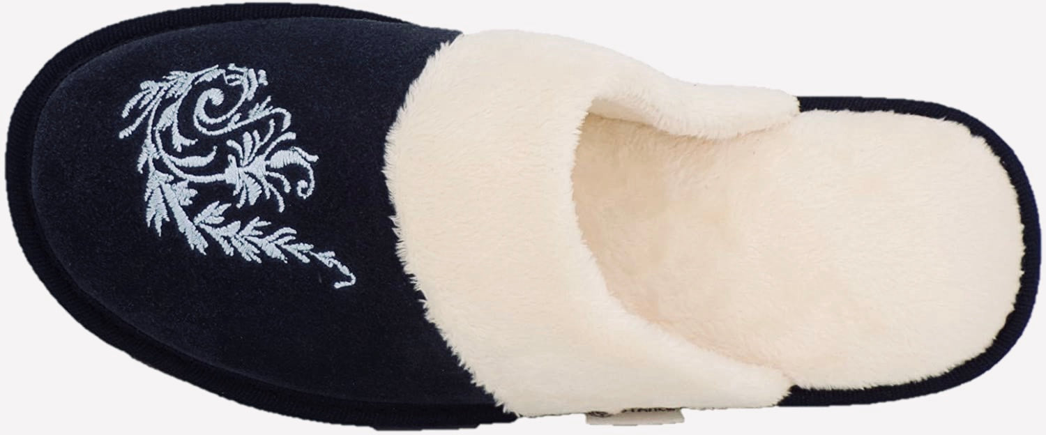 Pantufla de gamuza genuina negro dama STAHL
