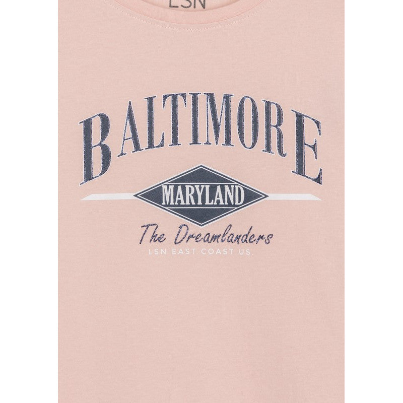 Playera rosa palo "BALTIMORE" para niña Losan