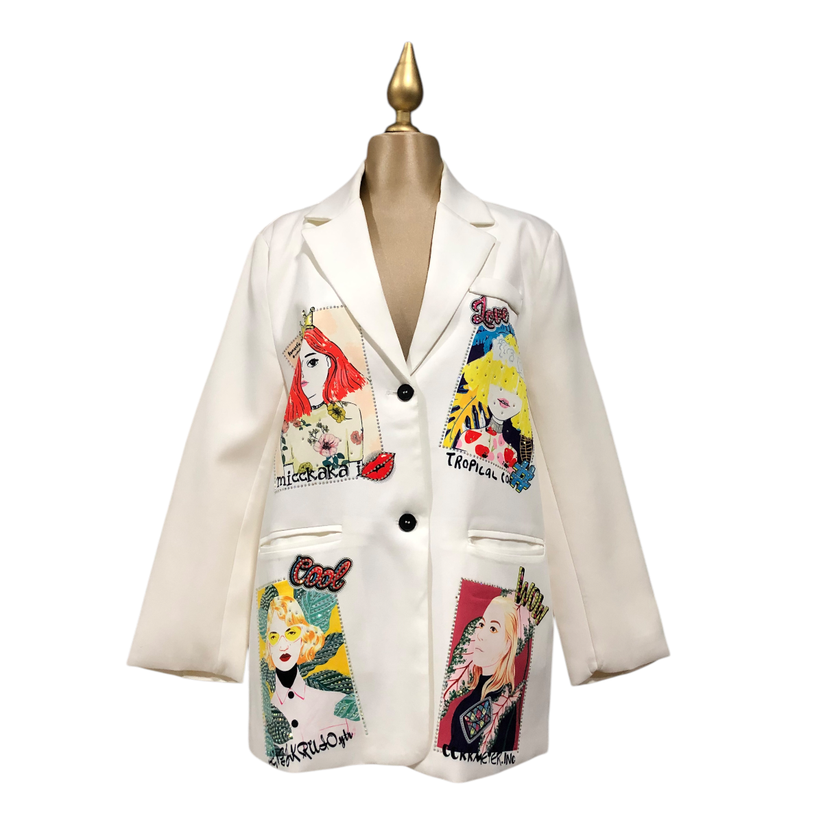Saco Amplio Blanco Con Estampado Erivel