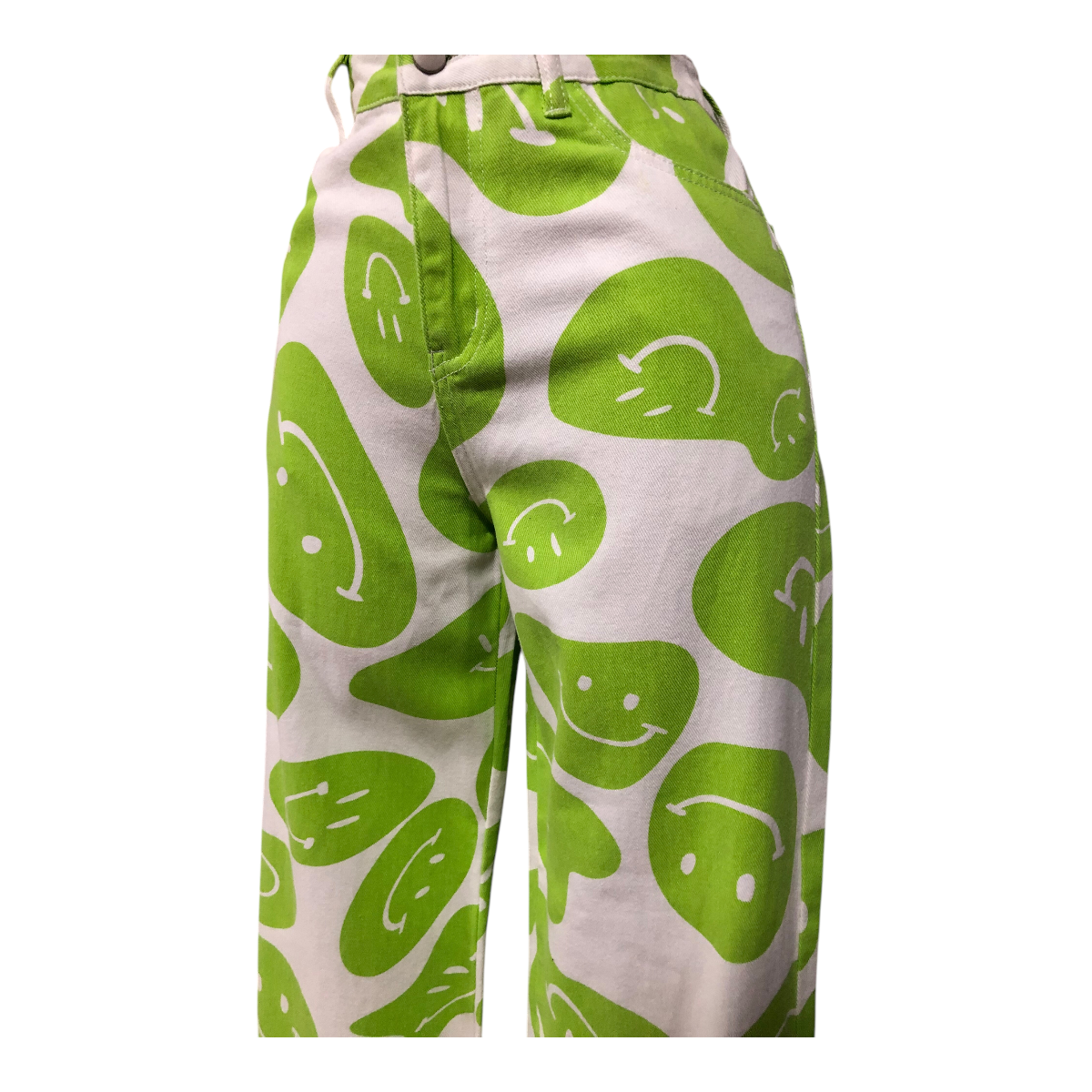 Pantalón con estampado de caritas verde Erivel