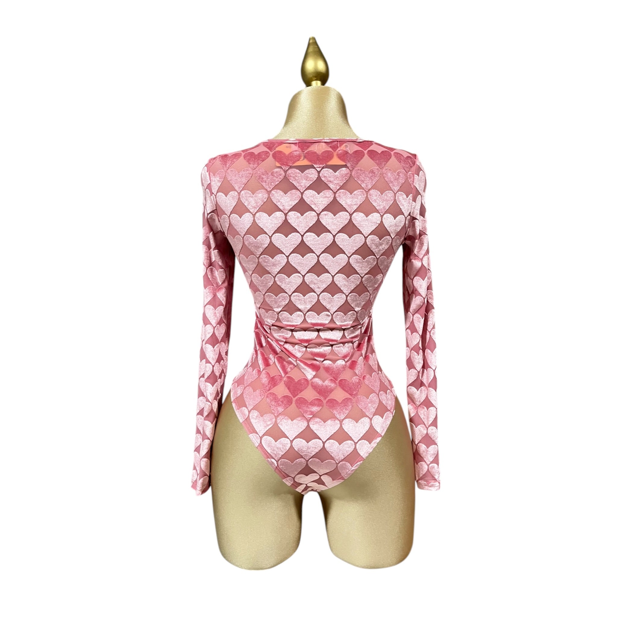 Body Terciopelo Corazones Fucsia LC.