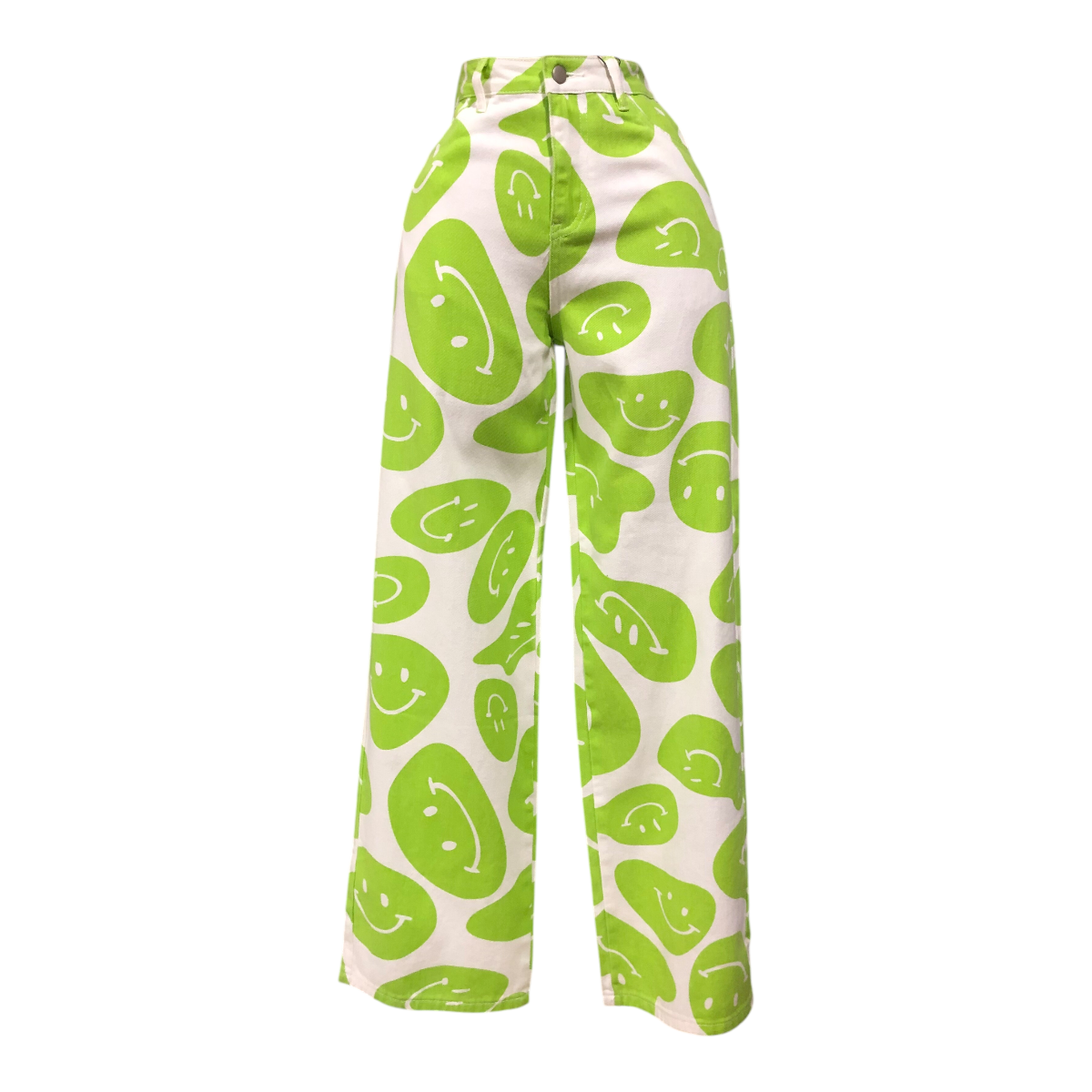 Pantalón con estampado de caritas verde Erivel