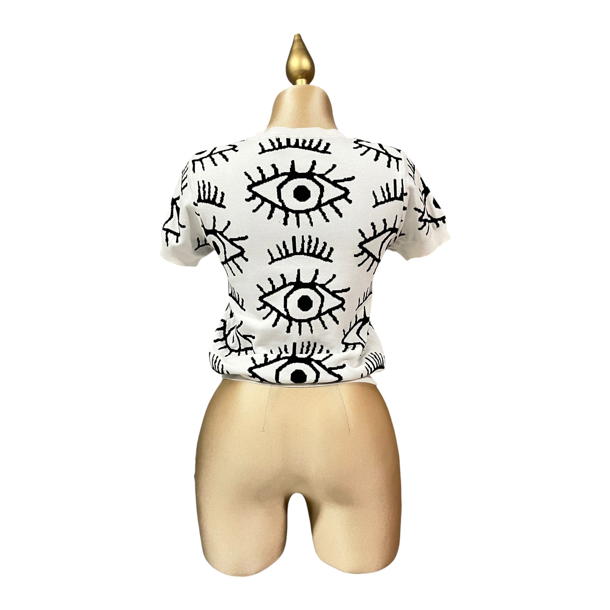 Playera Estampado Ojitos Blanca LC