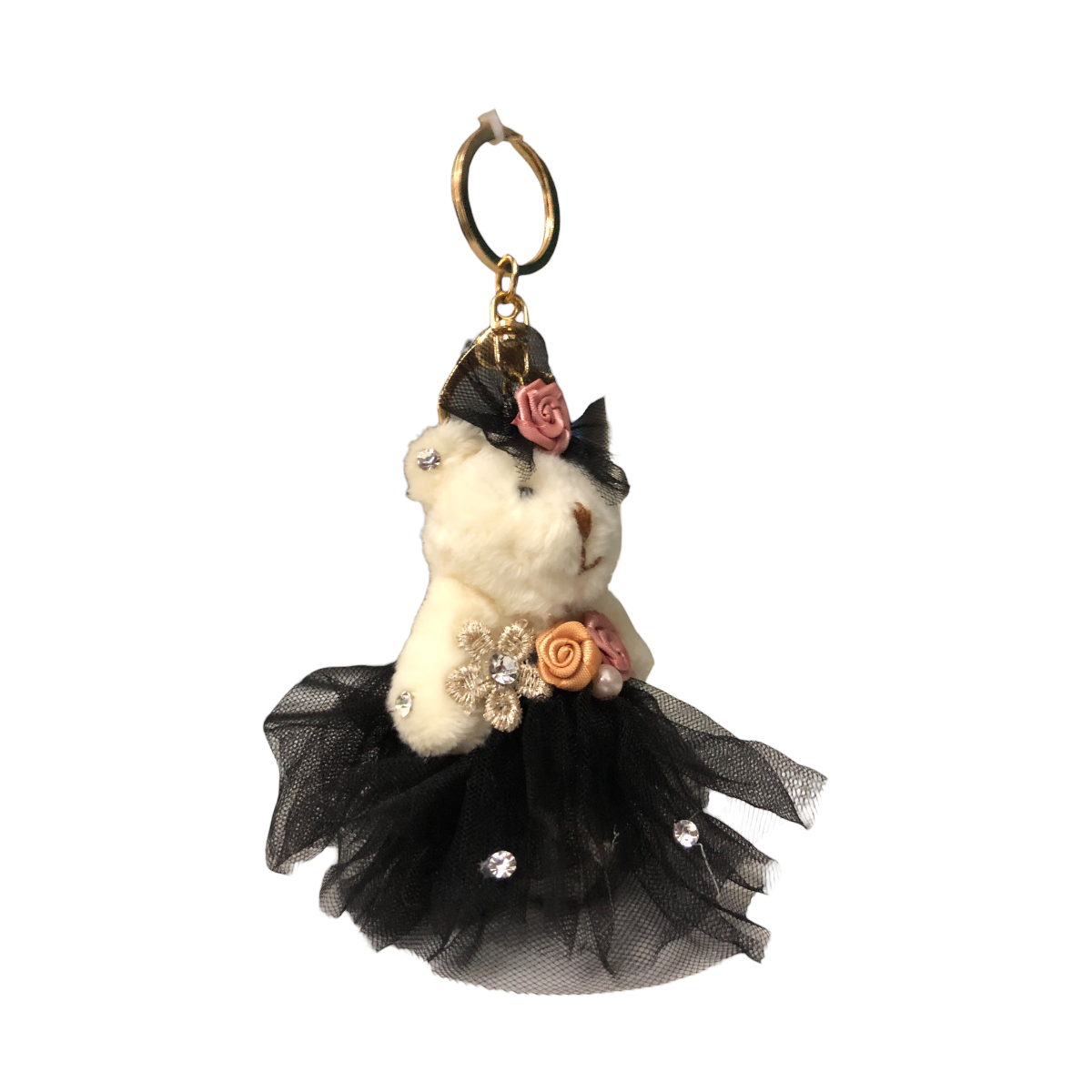 Llavero Osito Con Vestido De Peluche