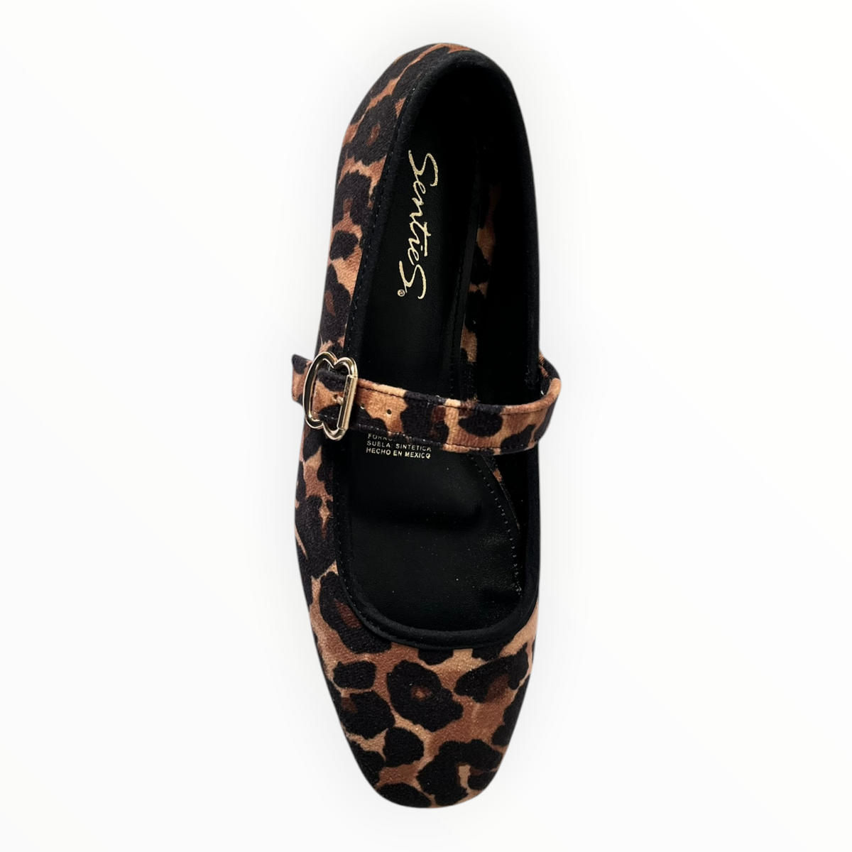 Zapato Bailarina Mary Jane Animal Print Senties