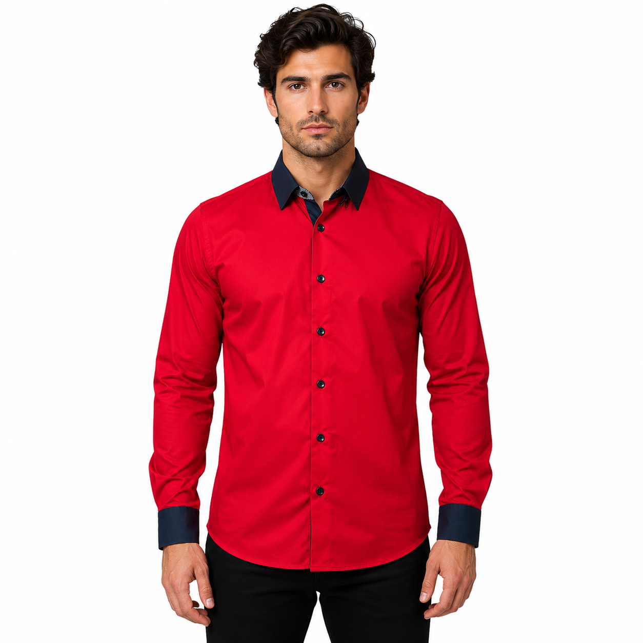 Camisa Slim ESTRECH Color Rojo Para Caballero ZAREVICH COLLECTION