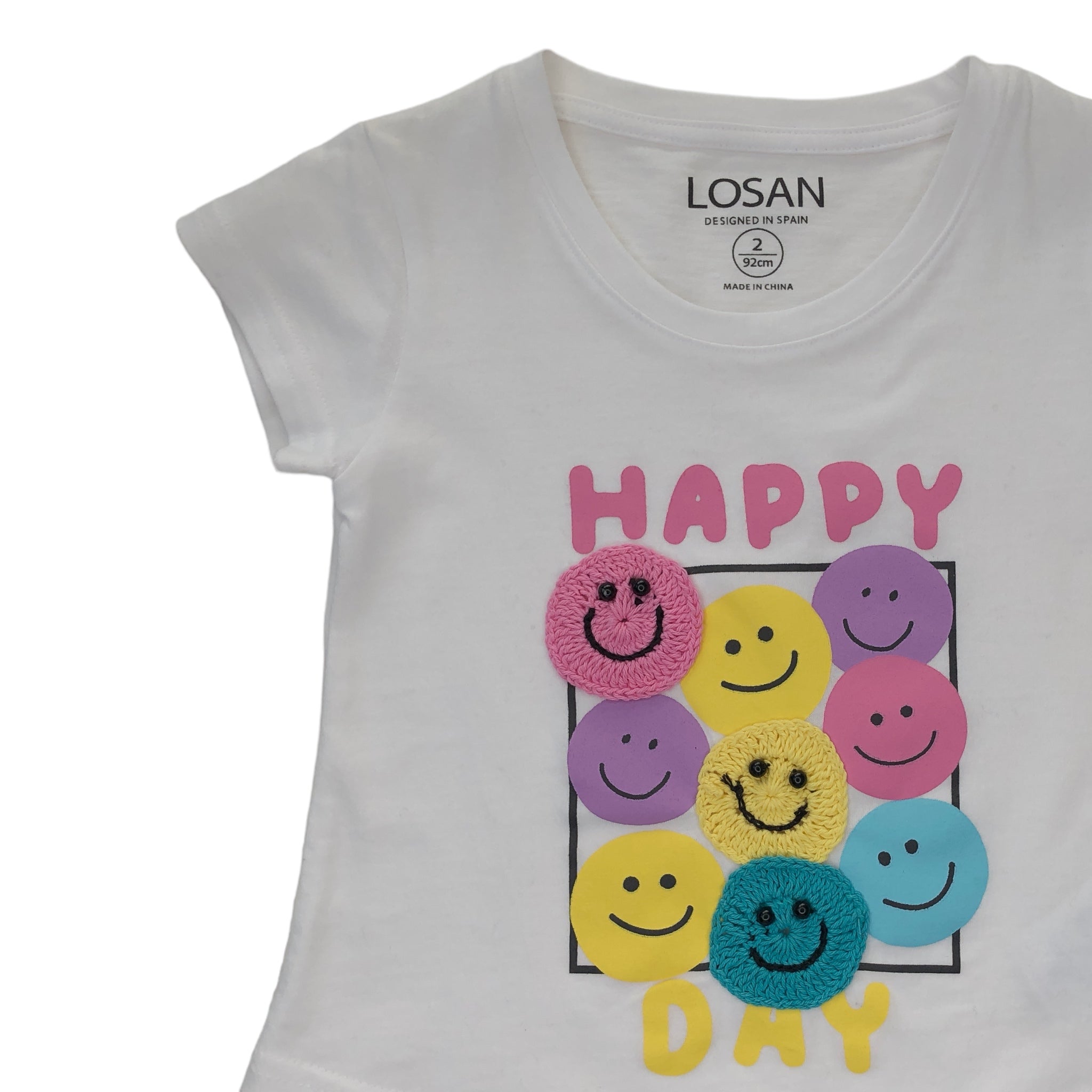 Playera smile colors de manga corta "HAPPY DAY" niña Losan