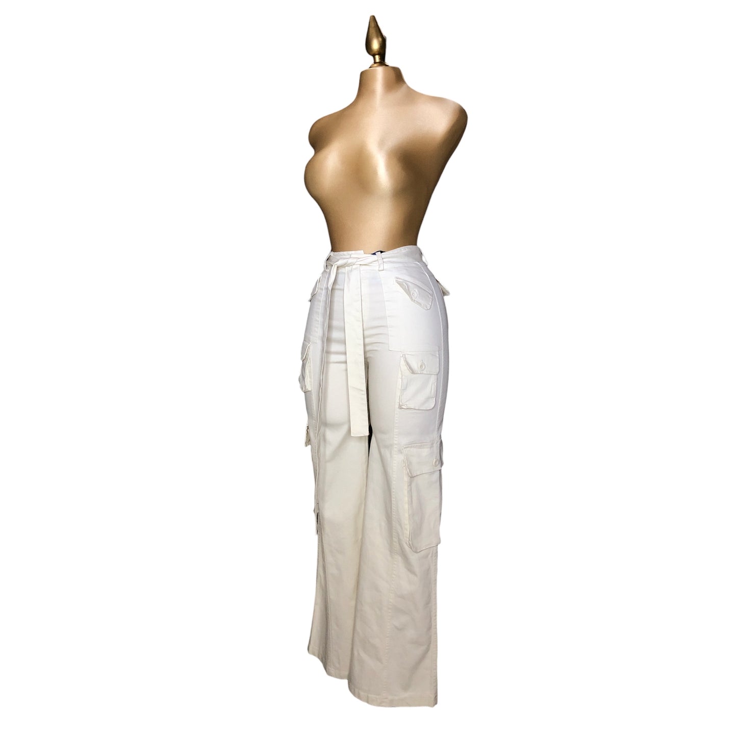 Pantalón Cargo Con Cinturón Blanco Para Mujer LC