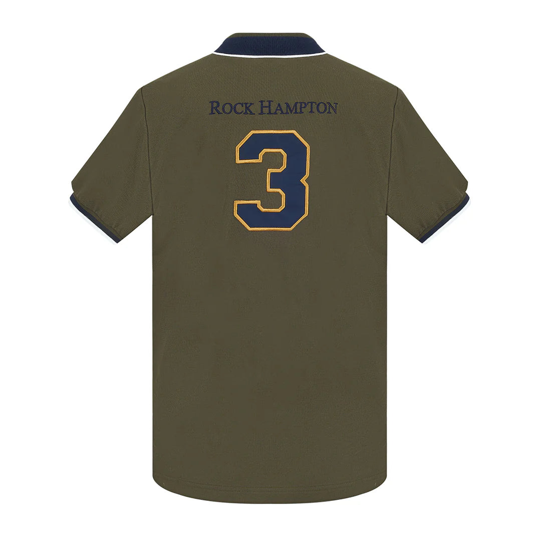 Playera Polo Olivo Bordado Rock Hampton Polo Team