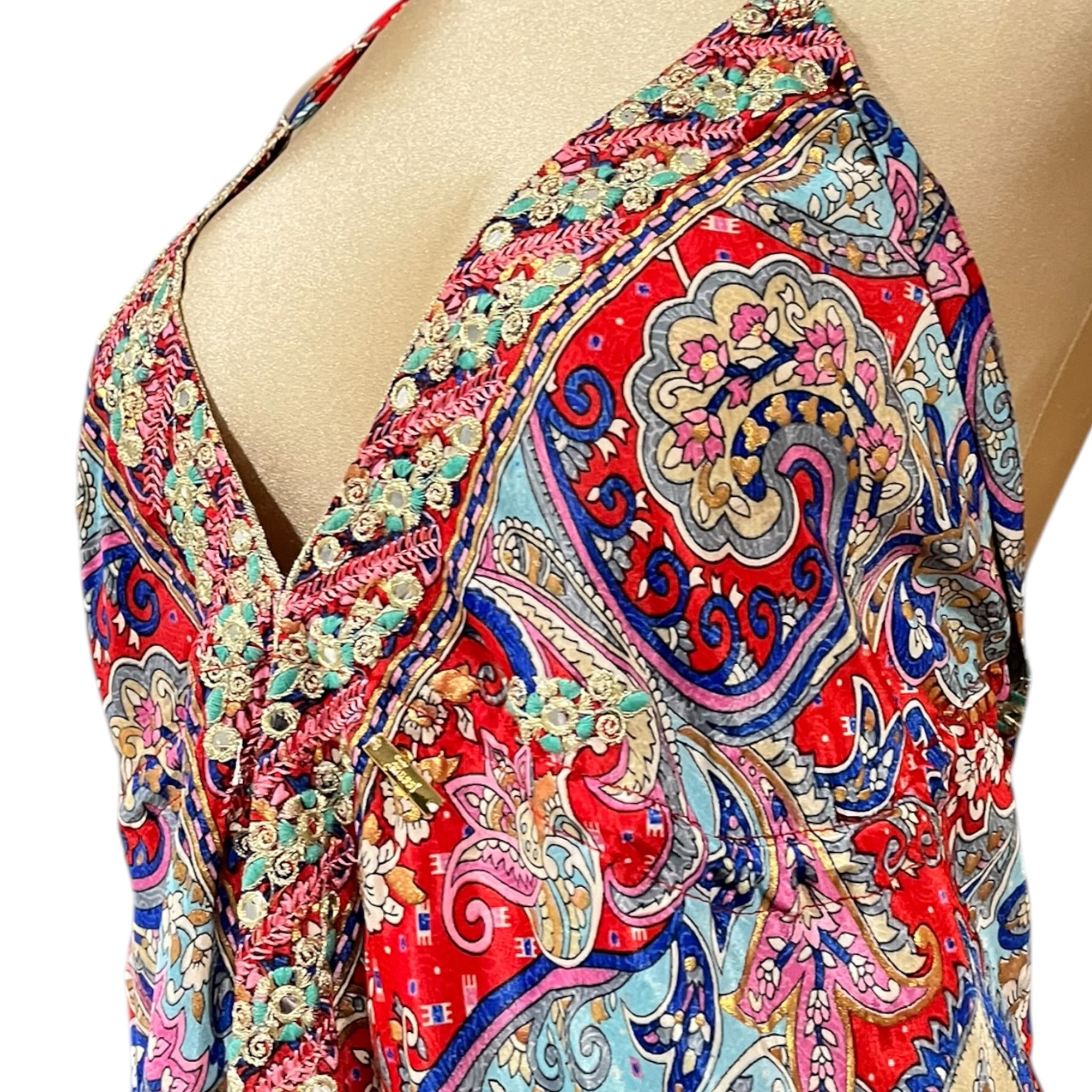 Vestido Halter Multicolor Rojo Mussi