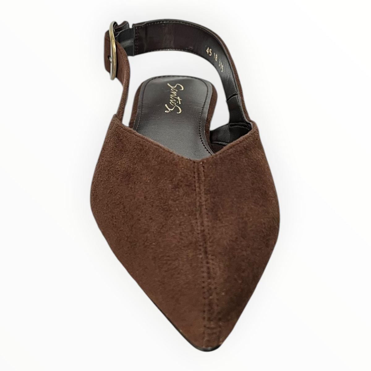 Flats Slingback De Gamuza Café Con Hebilla Grande Senties