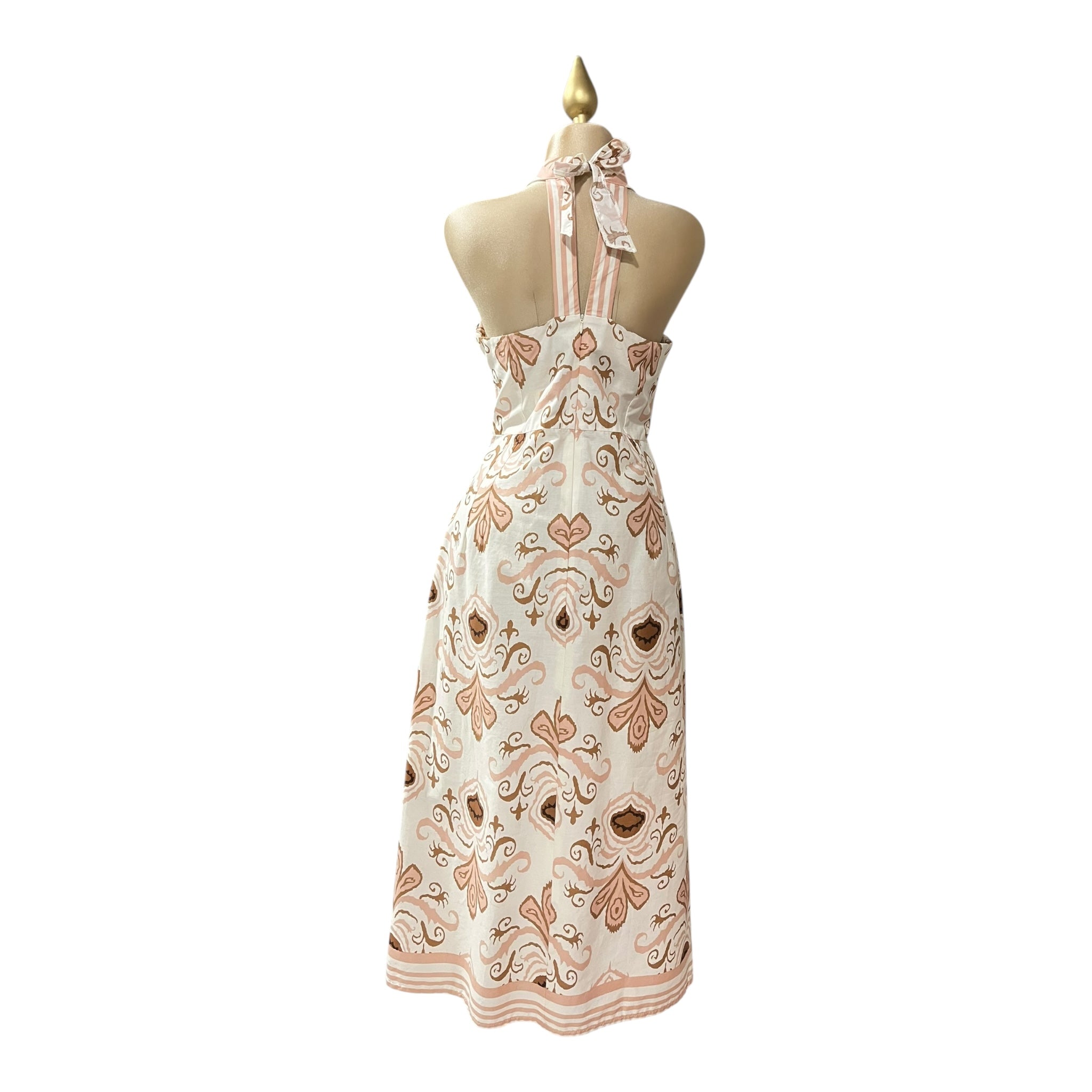 Vestido Cuello Mao Café/Hueso MUSSI