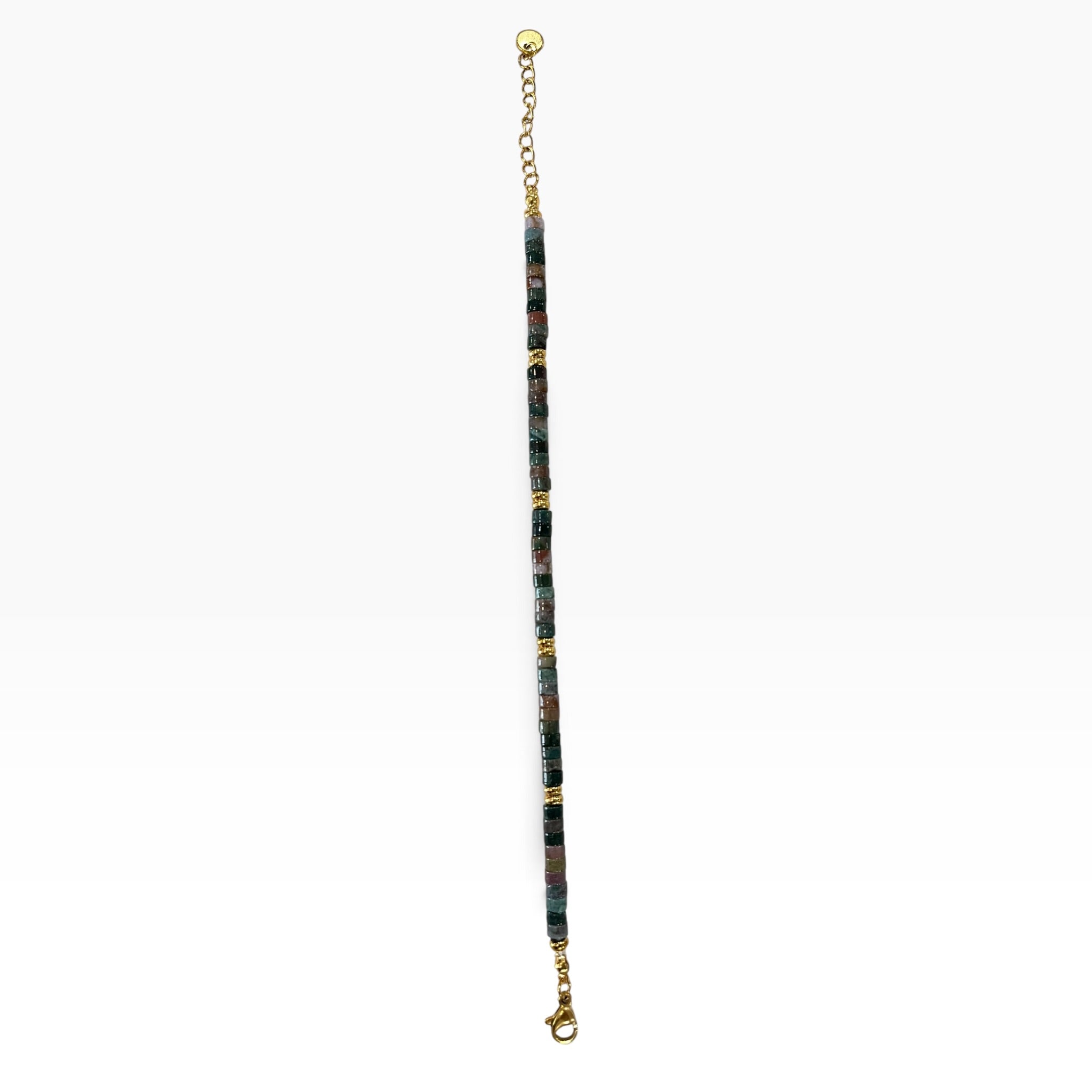 Pulsera En Tonos Verdes Con Acentos Dorados