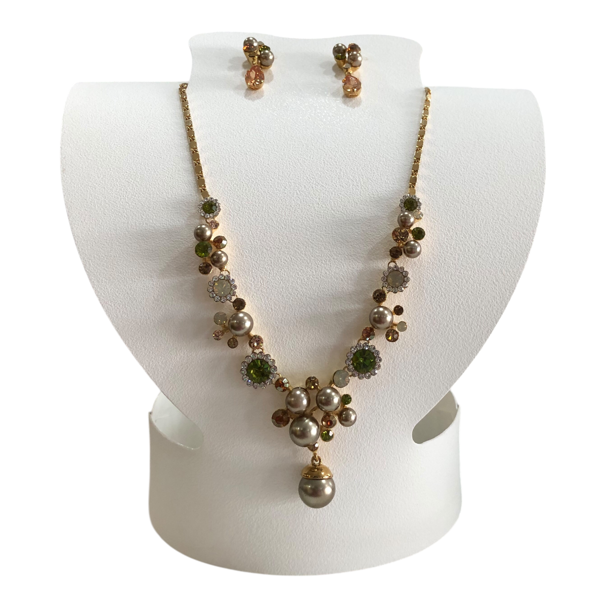 Juego De Collar Y Aretes Cristal Checo