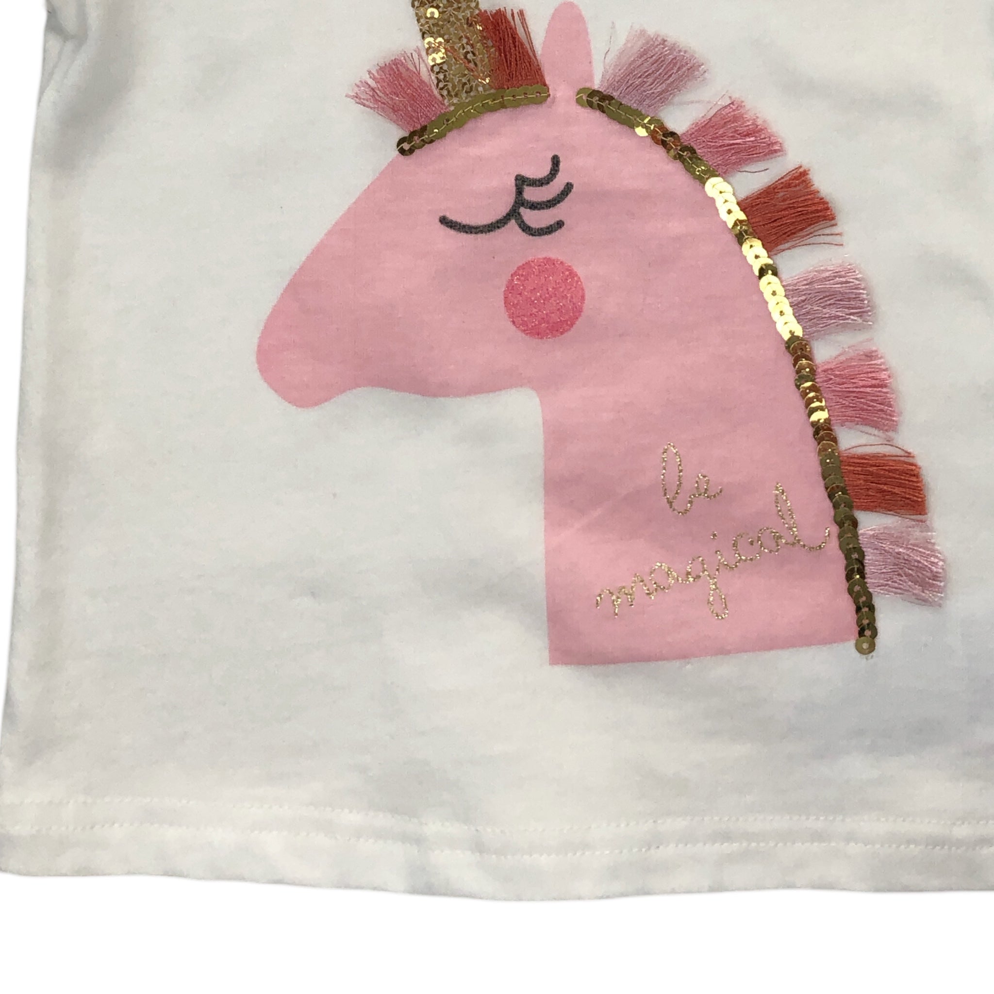 Playera Unicornio Rosa Manga Corta "Be Magical" Niña Losan