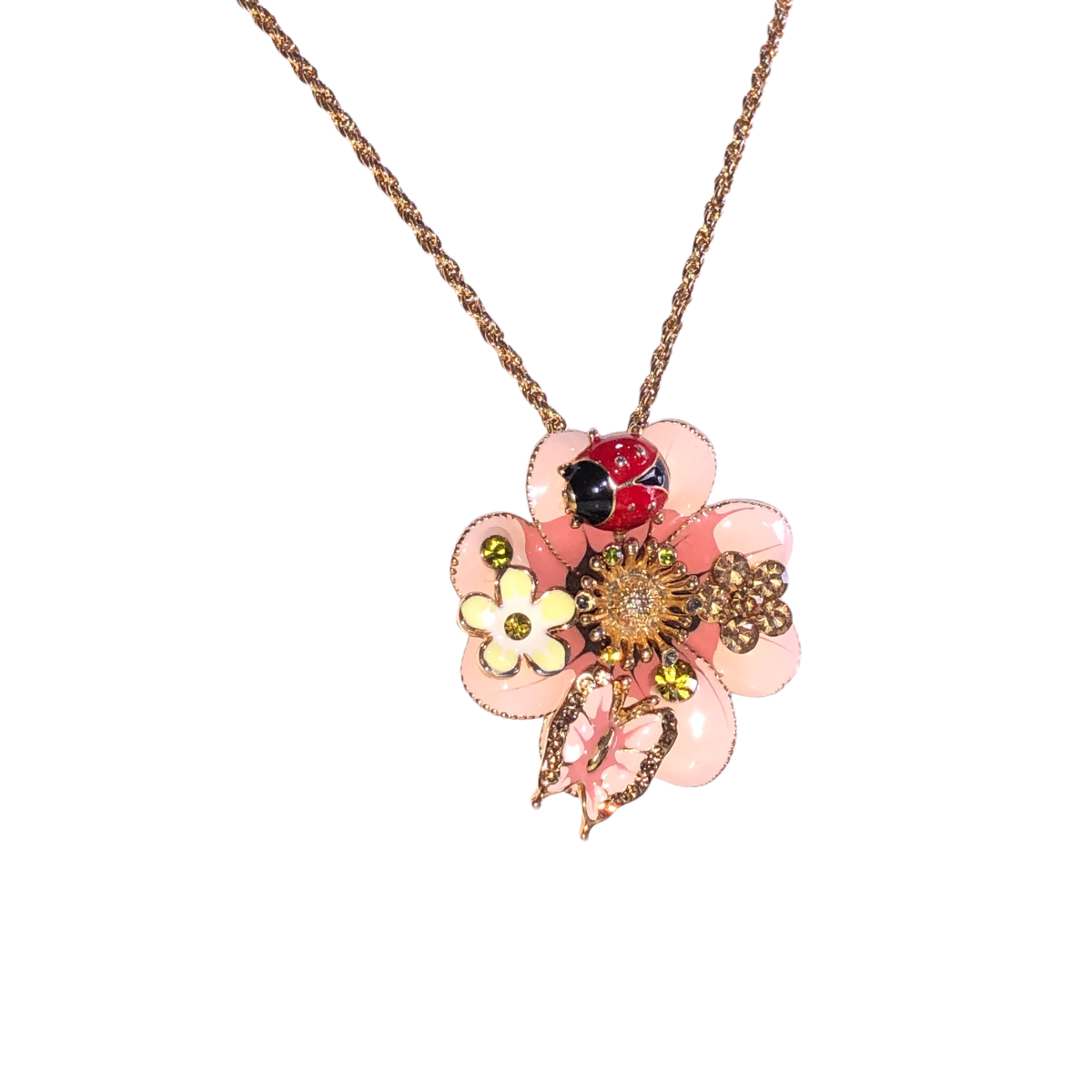 Juego De Collar Y Aretes Flor/Mariposa