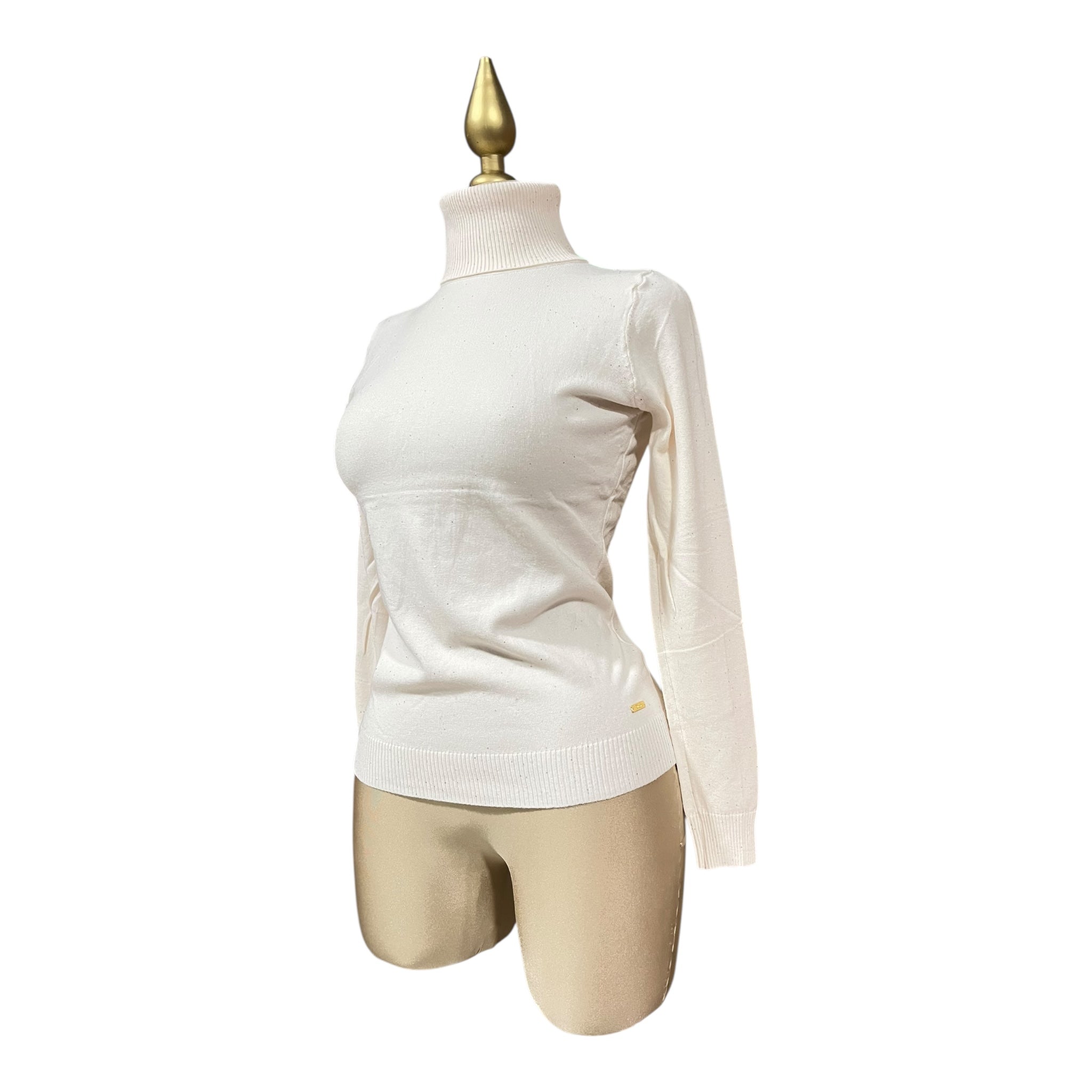 Blusa Hueso Con Brillos Cuello Alto Para Dama MUSSI