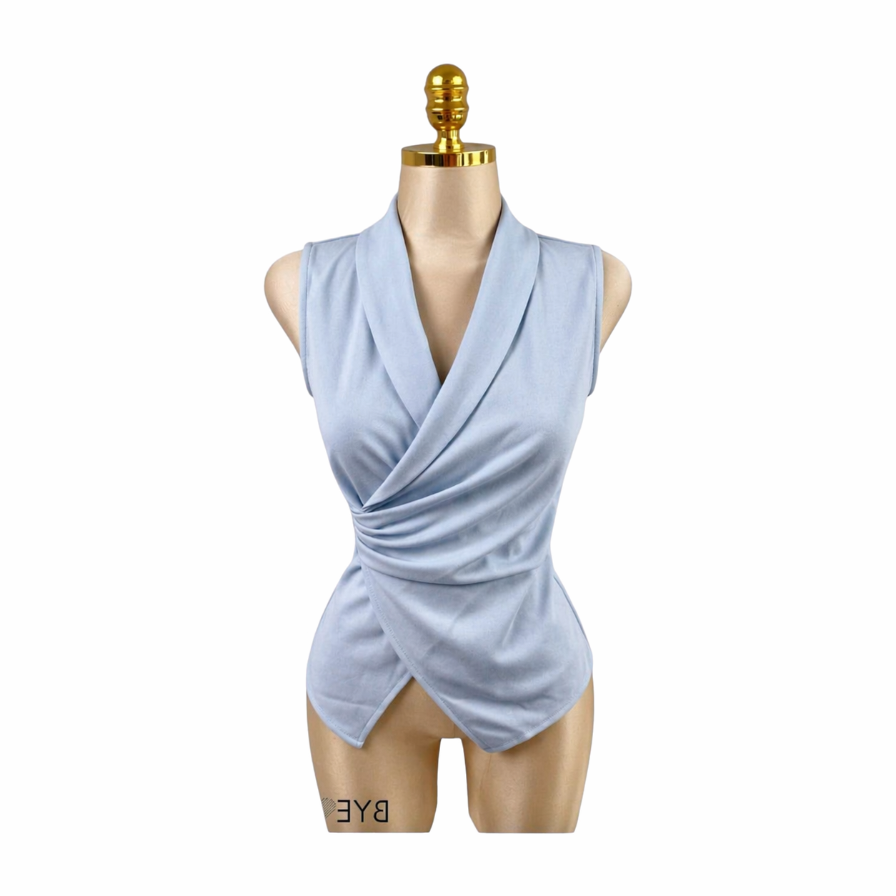 Blusa Wrap Sin Mangas Escote En V Azul LC