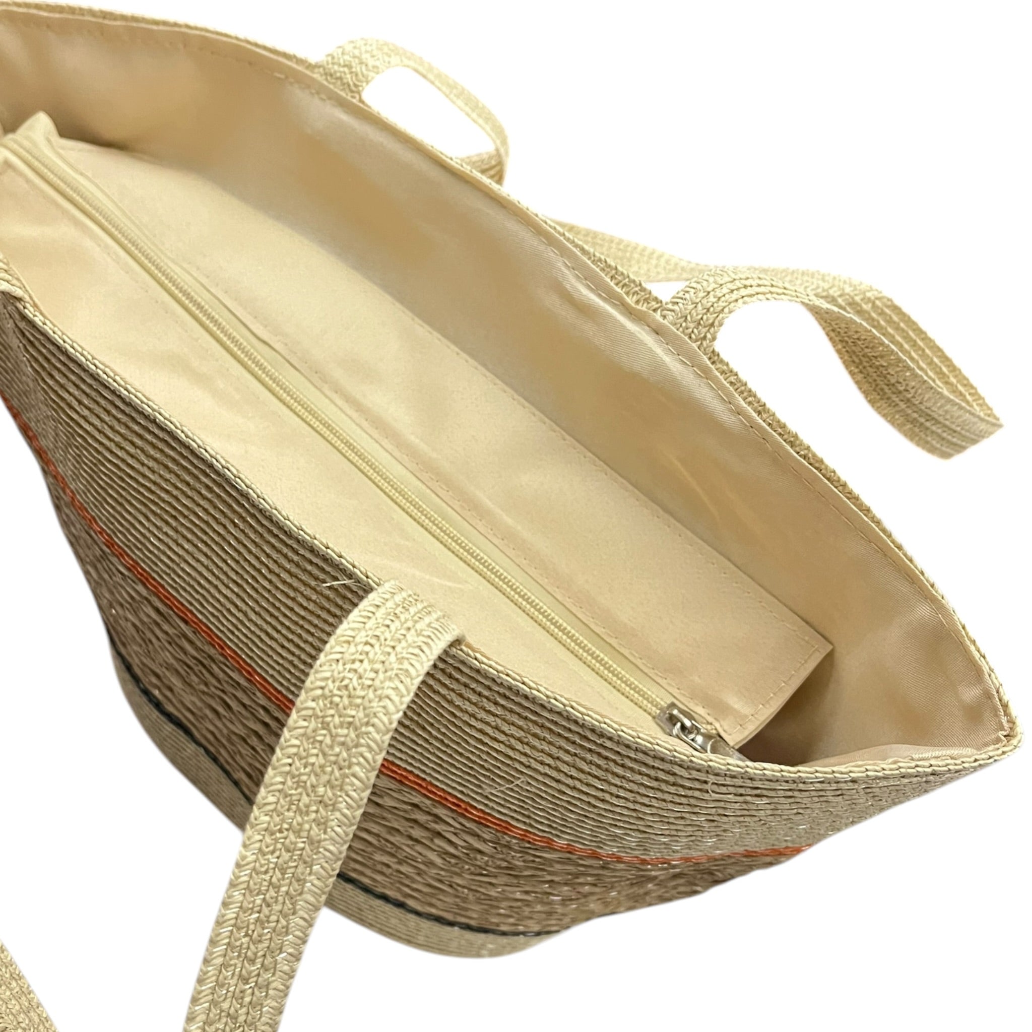Sombrero Y Bolsa Beige/Naranja Mussi