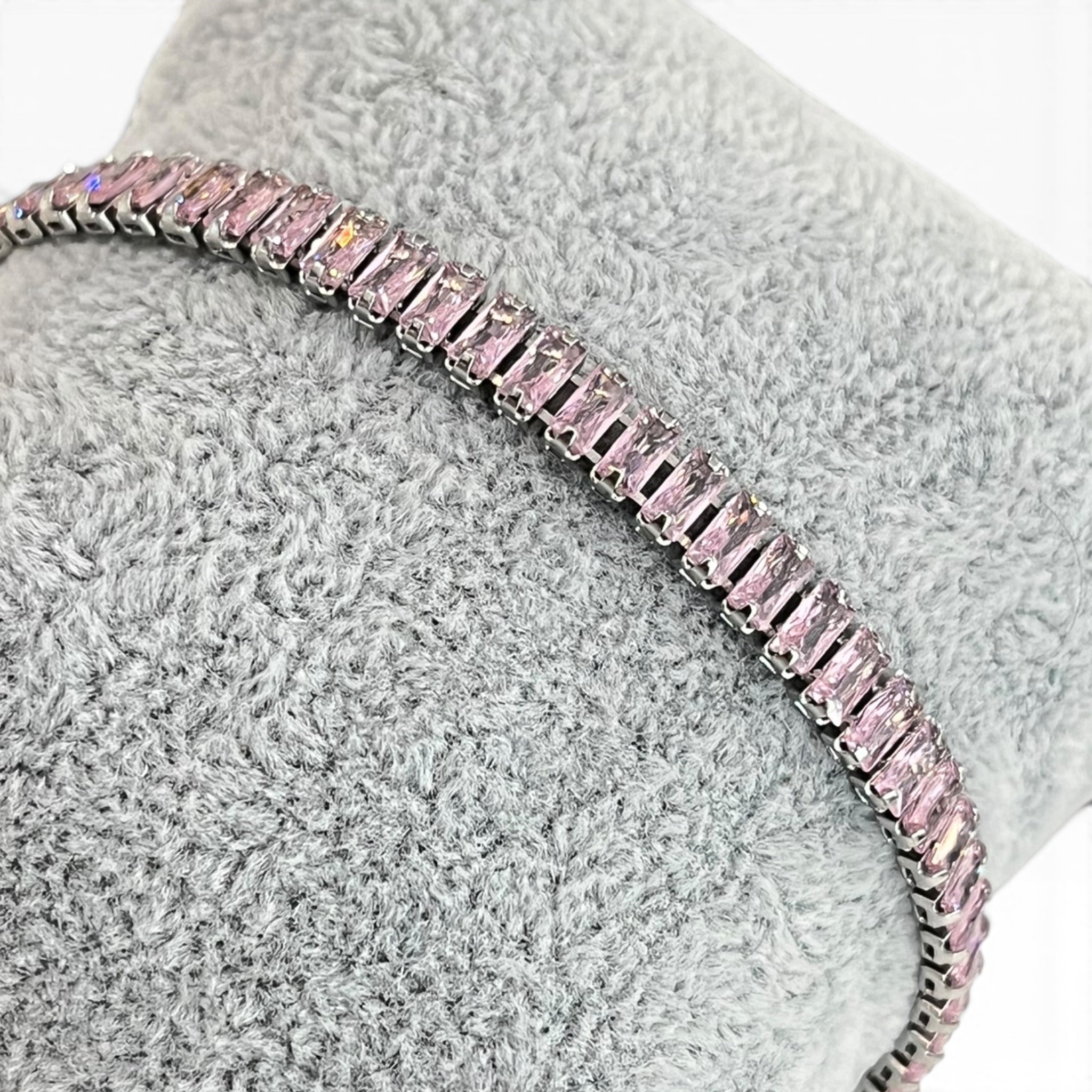Pulsera Rodio con Cristales Corte SW Rosa