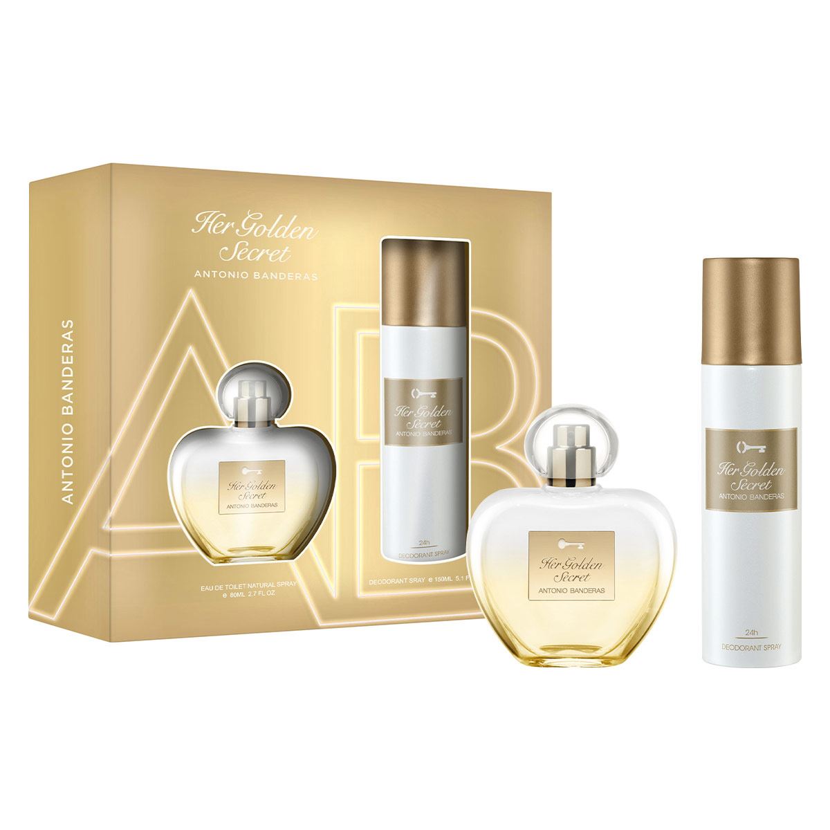 Antonio Banderas Her Golden Secret Set para Dama Fragancia EDT 80ml + Desodorante 150ml