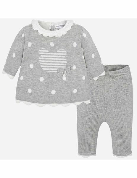 Conjunto De Vestido Y Pantalón Gris Para Bebé Niña Mayoral