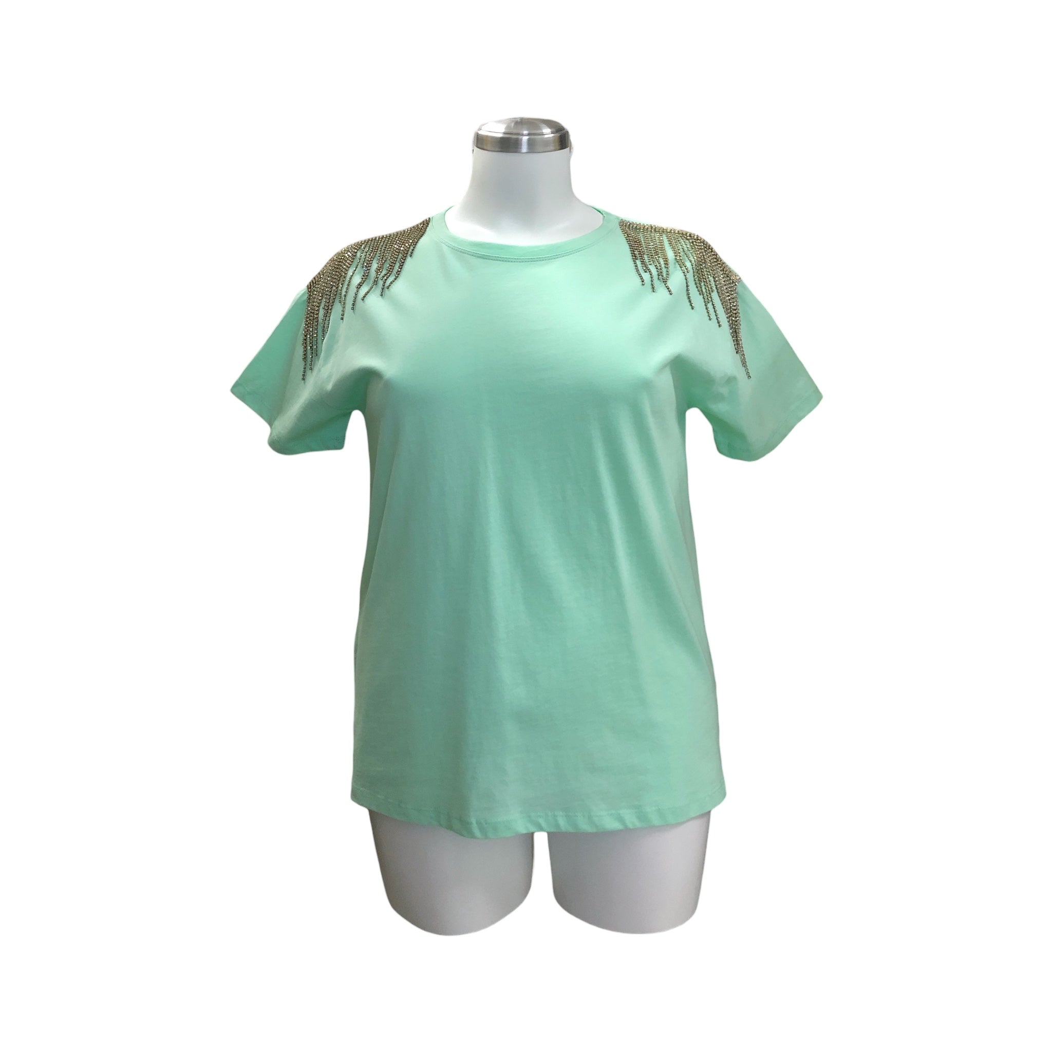 Playera Con Pedrería en Hombro LC