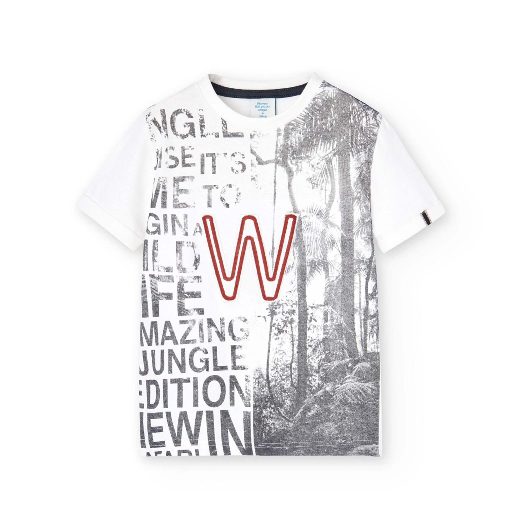 Playera Blanca Estampado “W” Para Niño BOBOLI
