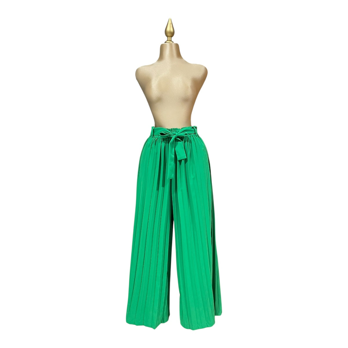 Pantalón Plisado Con Cinturón Color Verde Para Dama OM