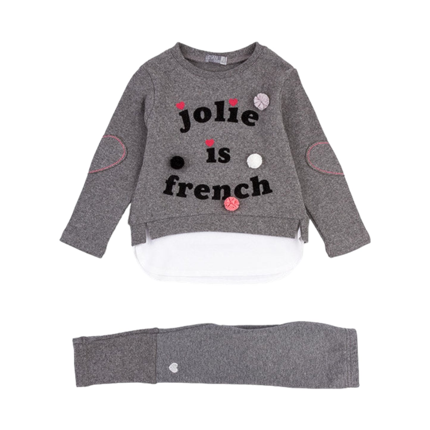 Conjunto de camiseta combina " Jolie is french" y legging niña Losan