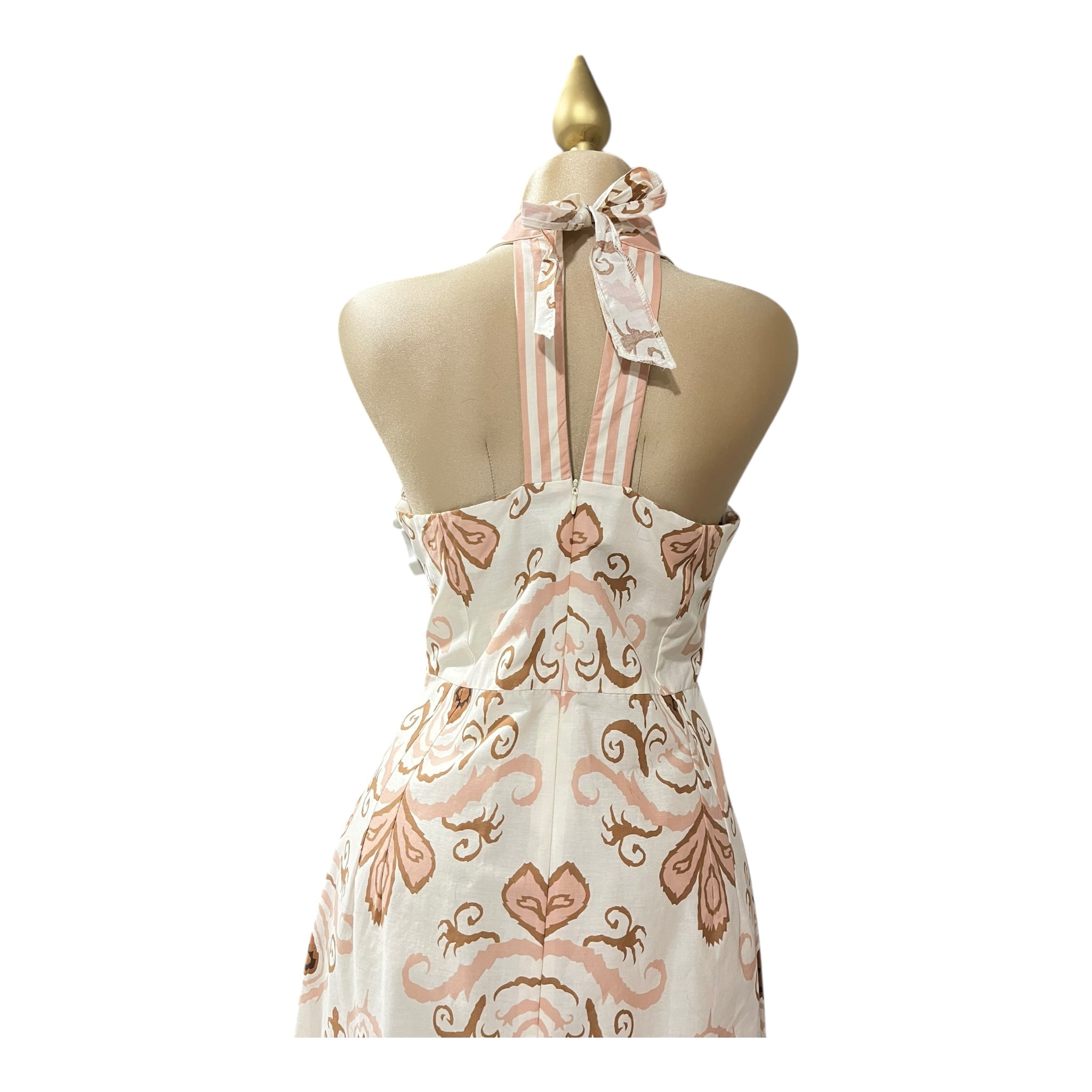 Vestido Cuello Mao Café/Hueso MUSSI