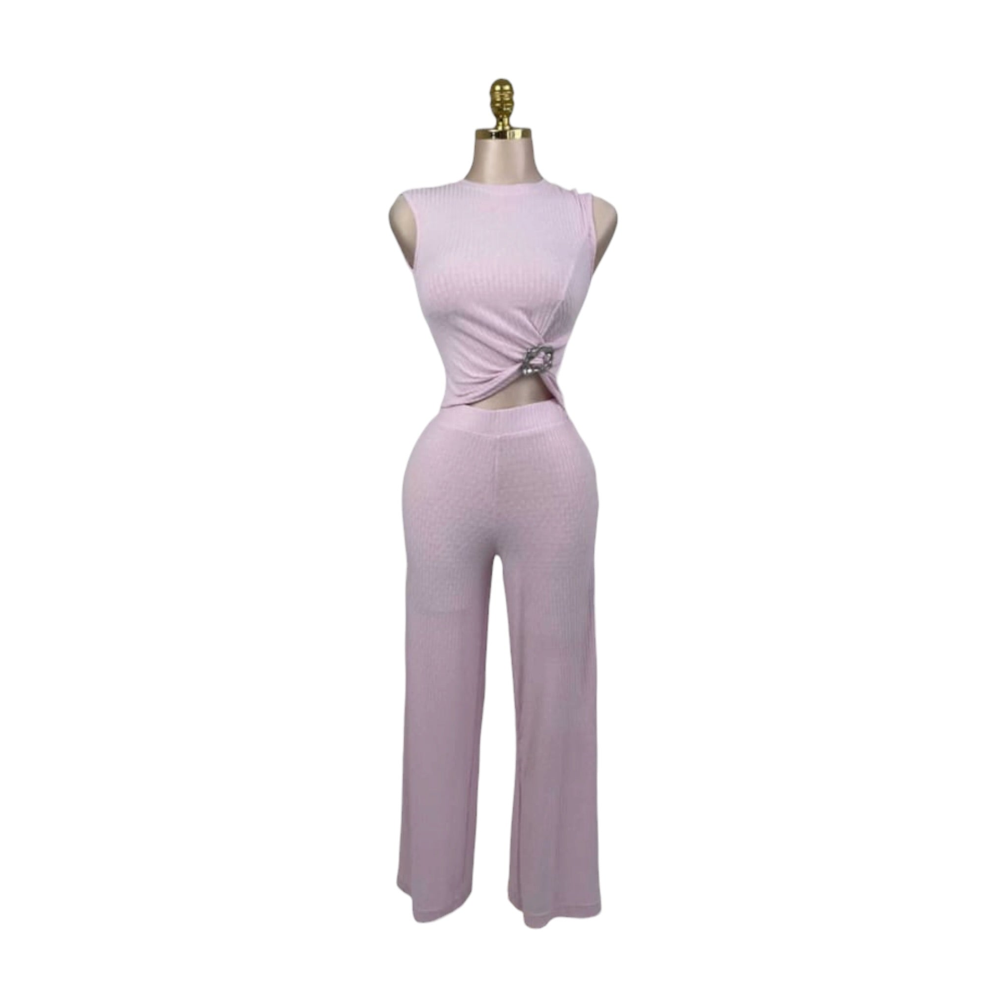 Conjunto canalé de dos piezas con aro lateral rosa LC