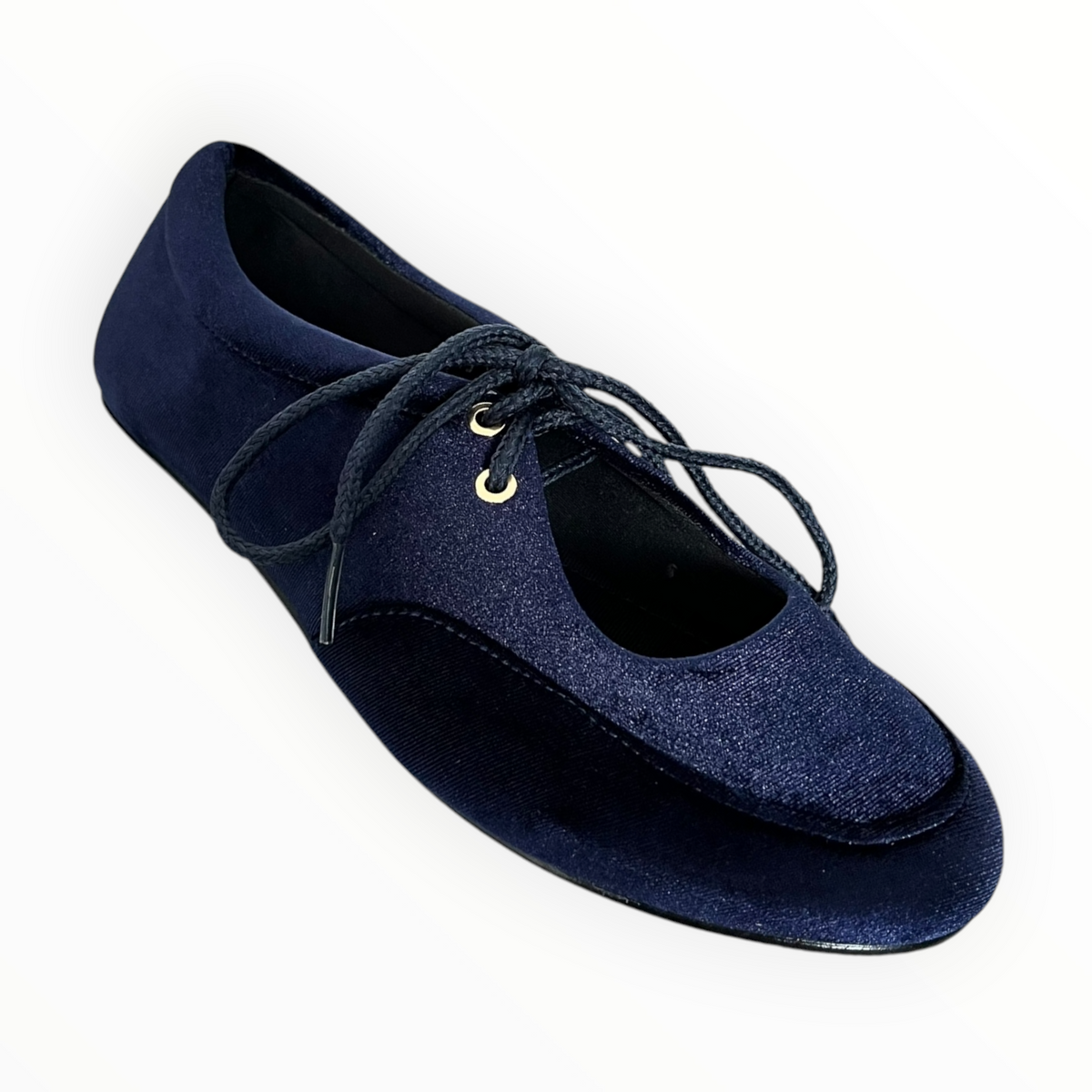 Balerinas De Terciopelo Color Azul Con Agujetas Senties