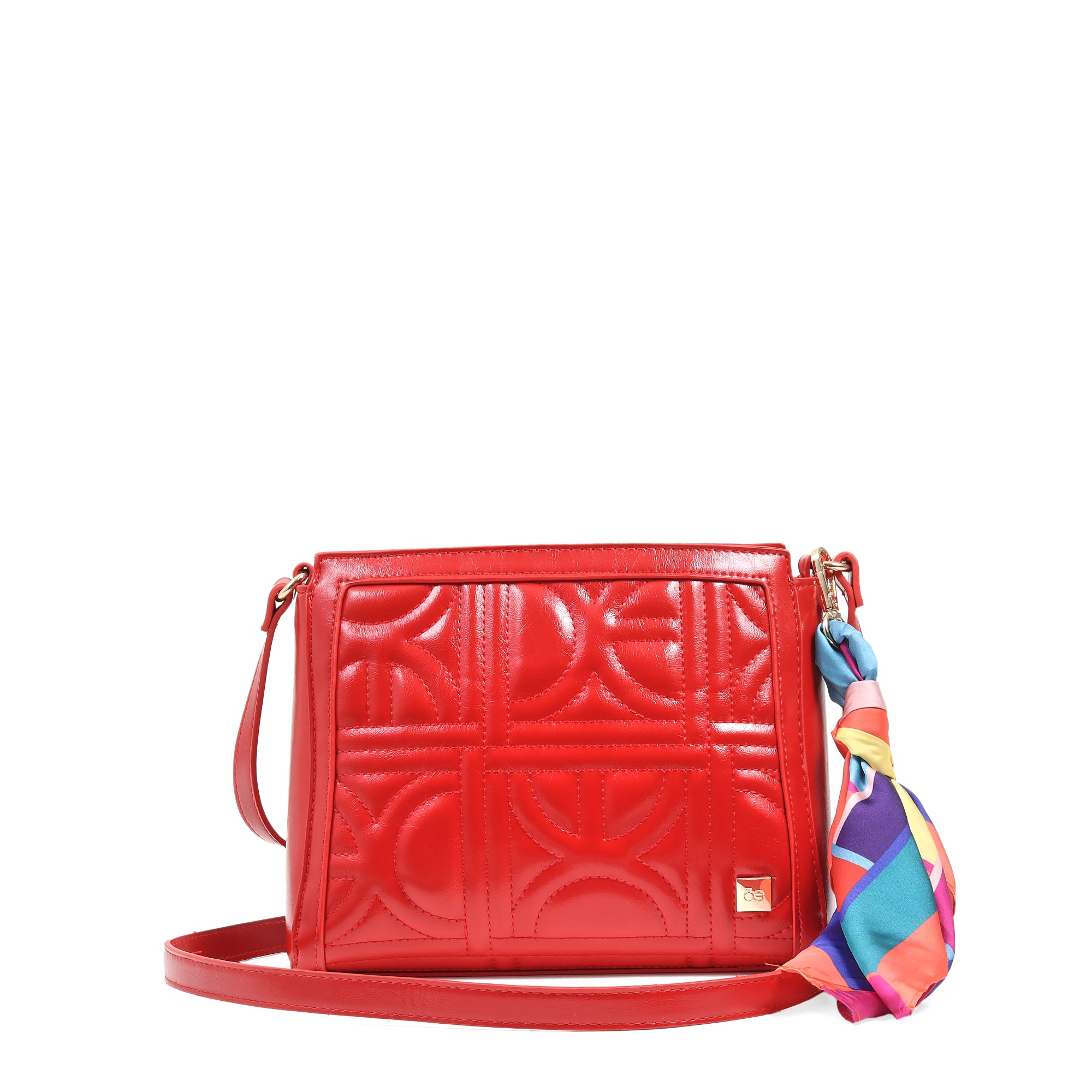 Bolsa Crossbody Look Glossy con Mascada color Rojo Cloe