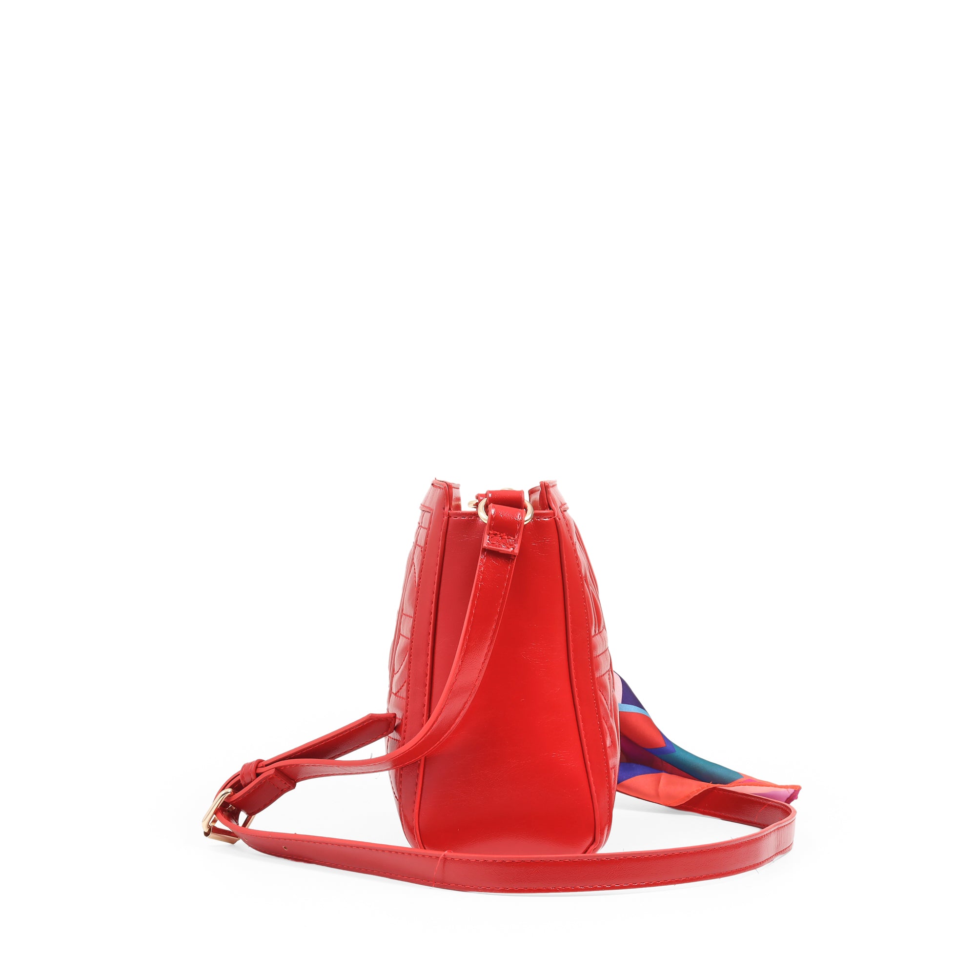 Bolsa Crossbody Look Glossy con Mascada color Rojo Cloe