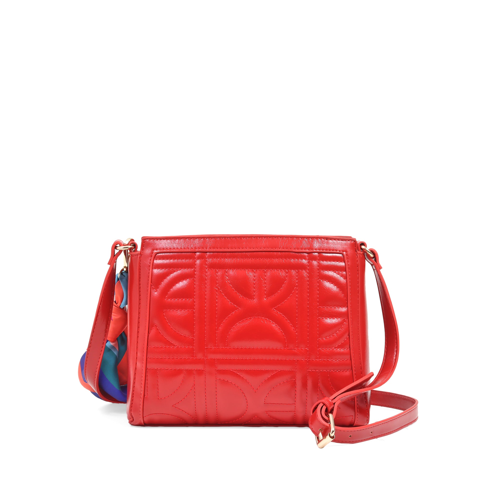 Bolsa Crossbody Look Glossy con Mascada color Rojo Cloe